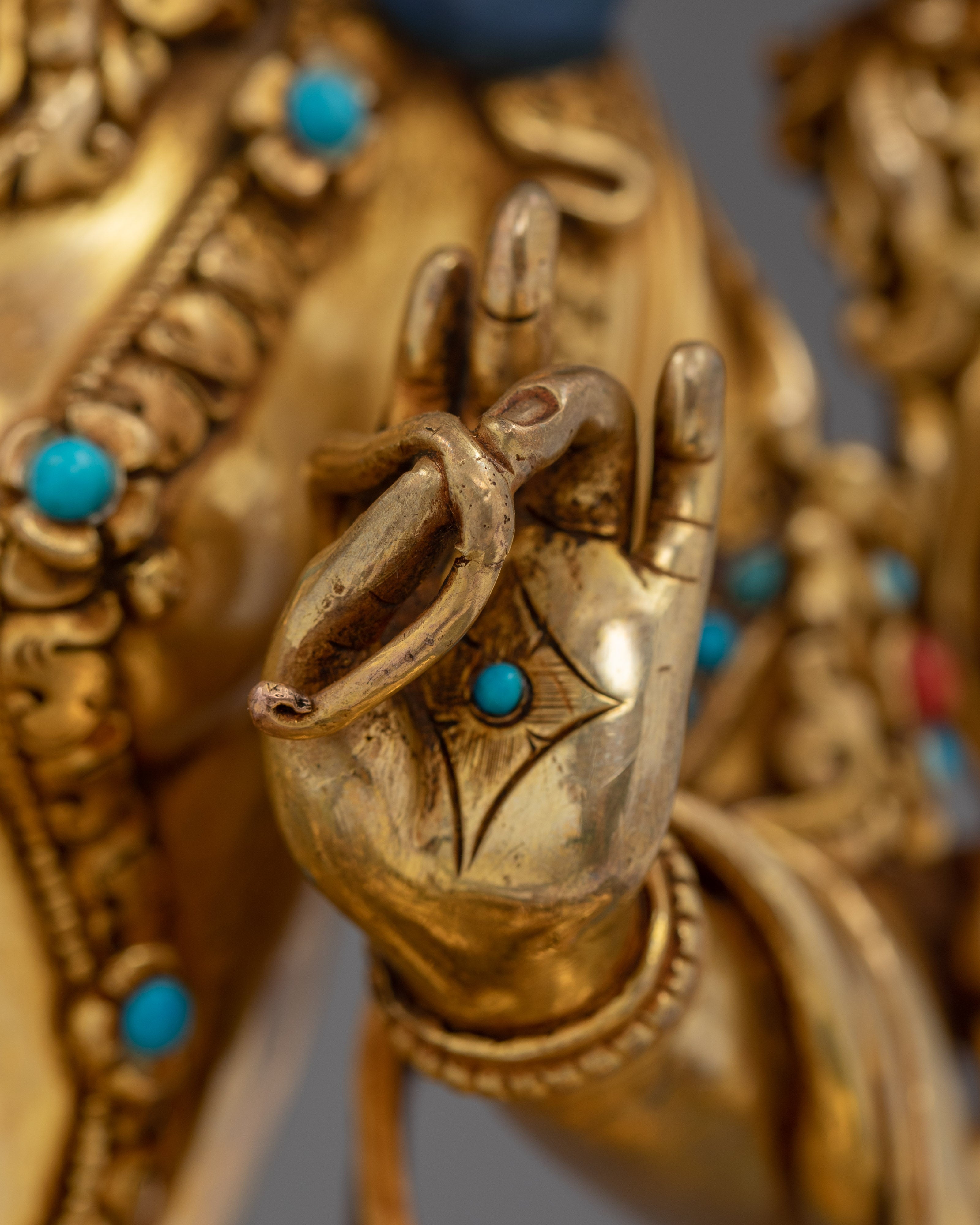 Traditional Hand-carved Green Tara Statue | Compact Spiritual Sculpture for Personal Altar