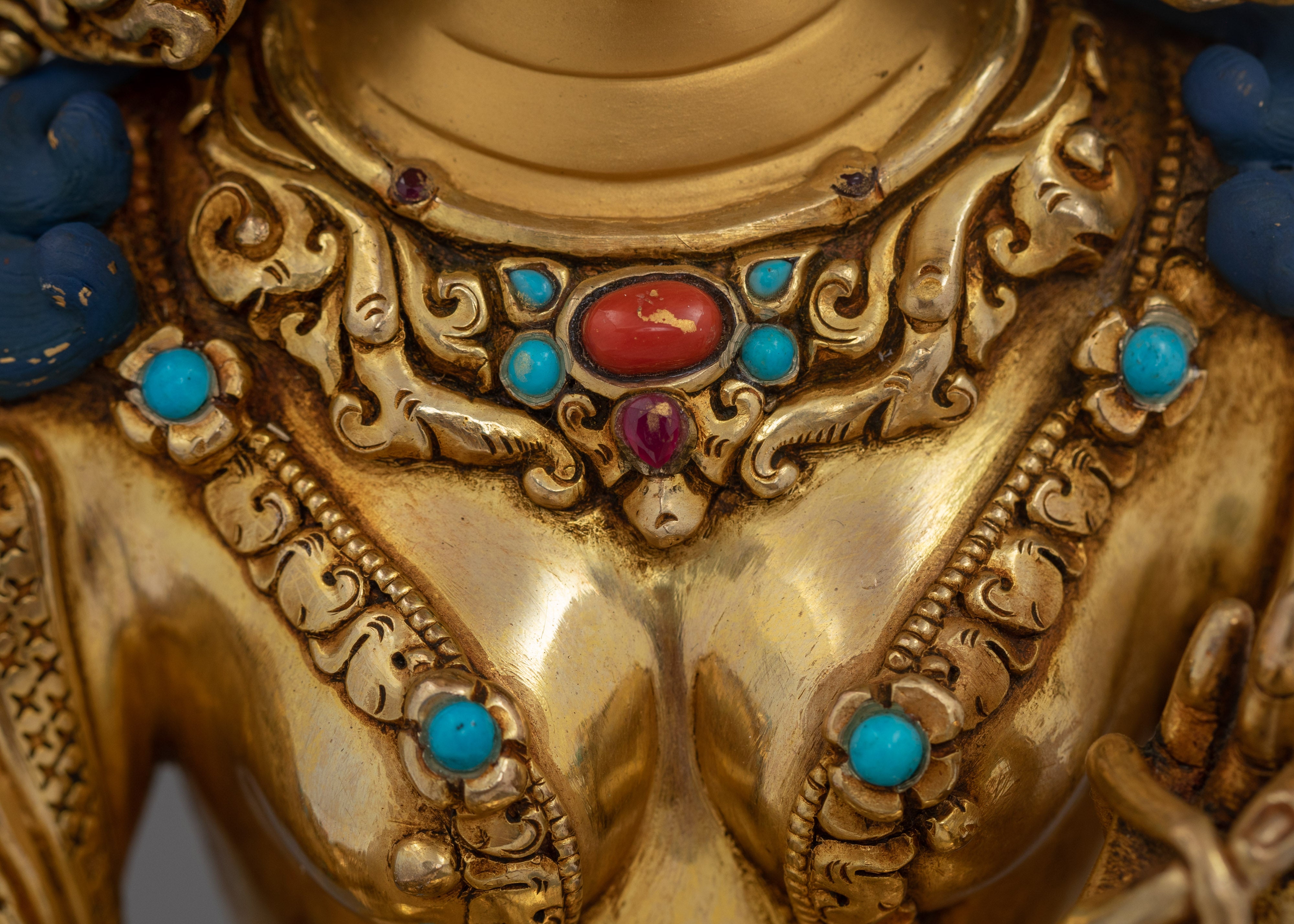 Traditional Hand-carved Green Tara Statue | Compact Spiritual Sculpture for Personal Altar