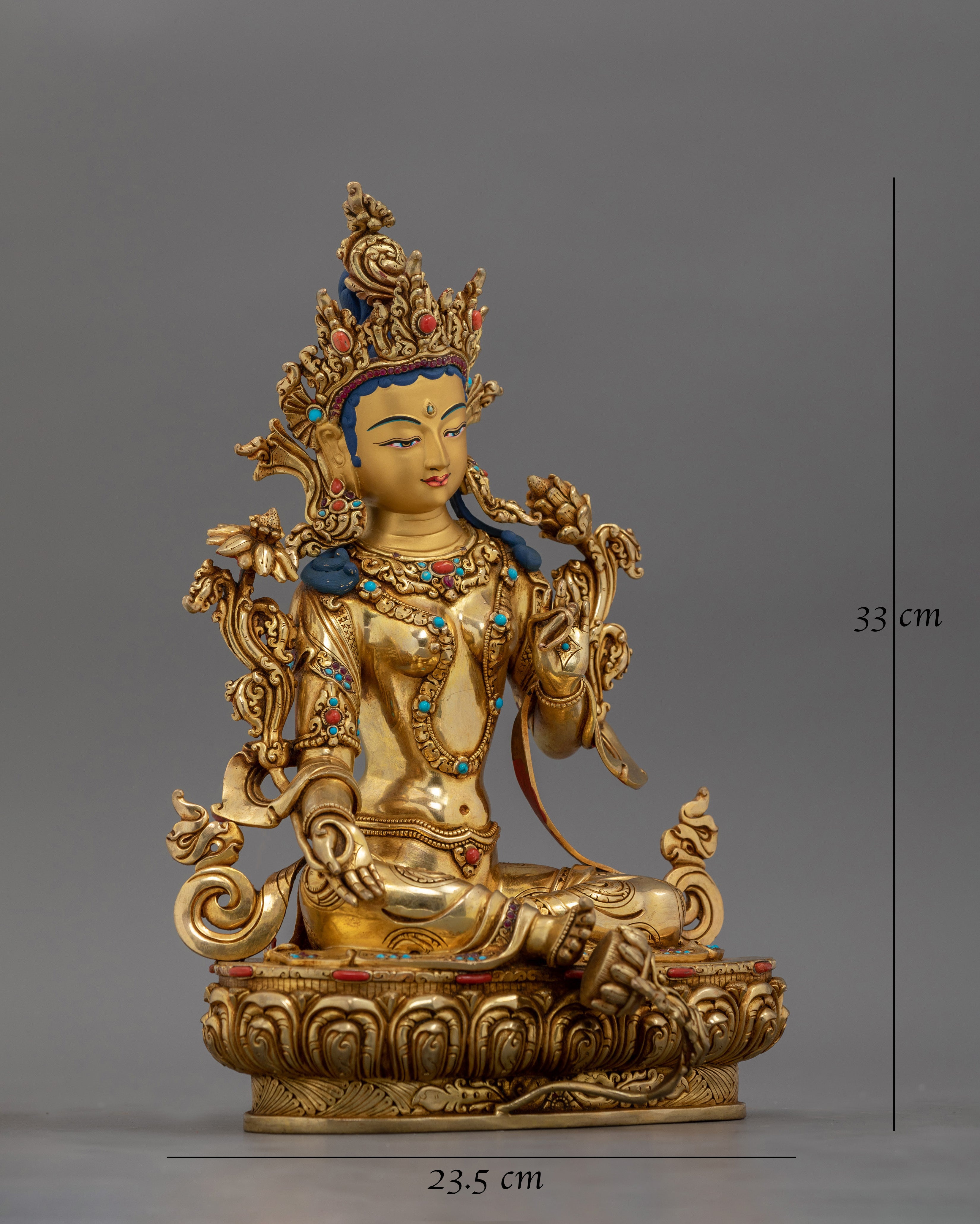 Hand-carved Green Tara Statue