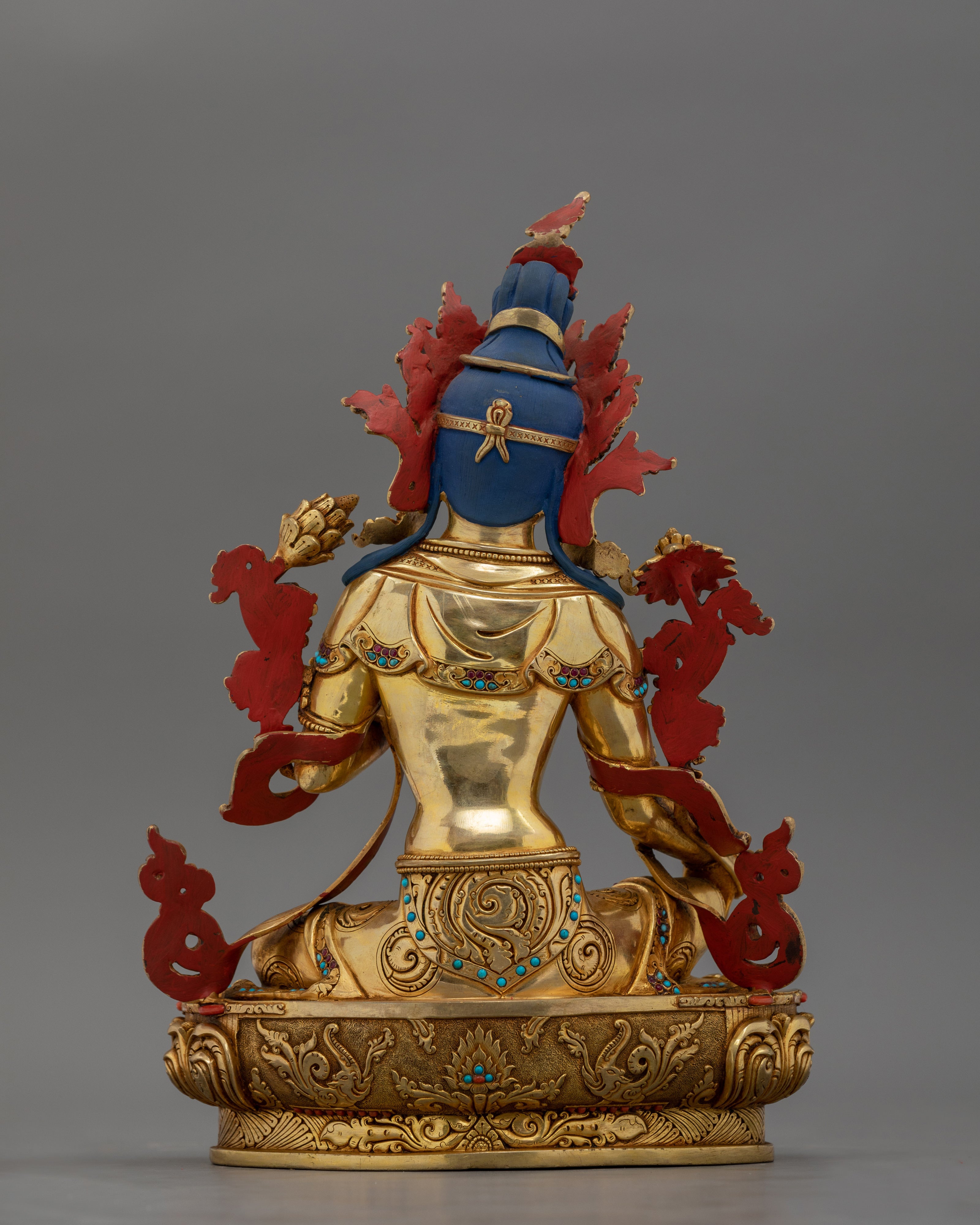 Traditional Hand-carved Green Tara Statue | Compact Spiritual Sculpture for Personal Altar