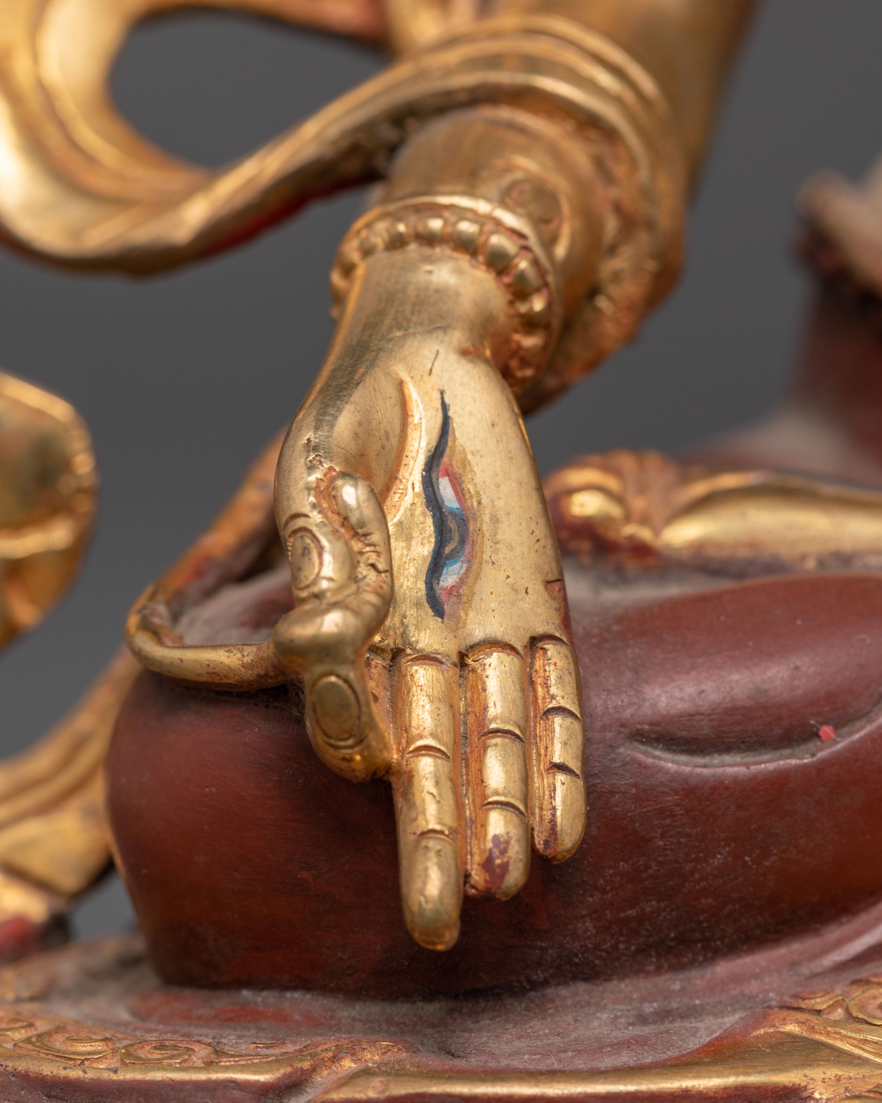 Seven-Eyed Healing Goddess White Tara Artwork | Traditional Himalayan Art