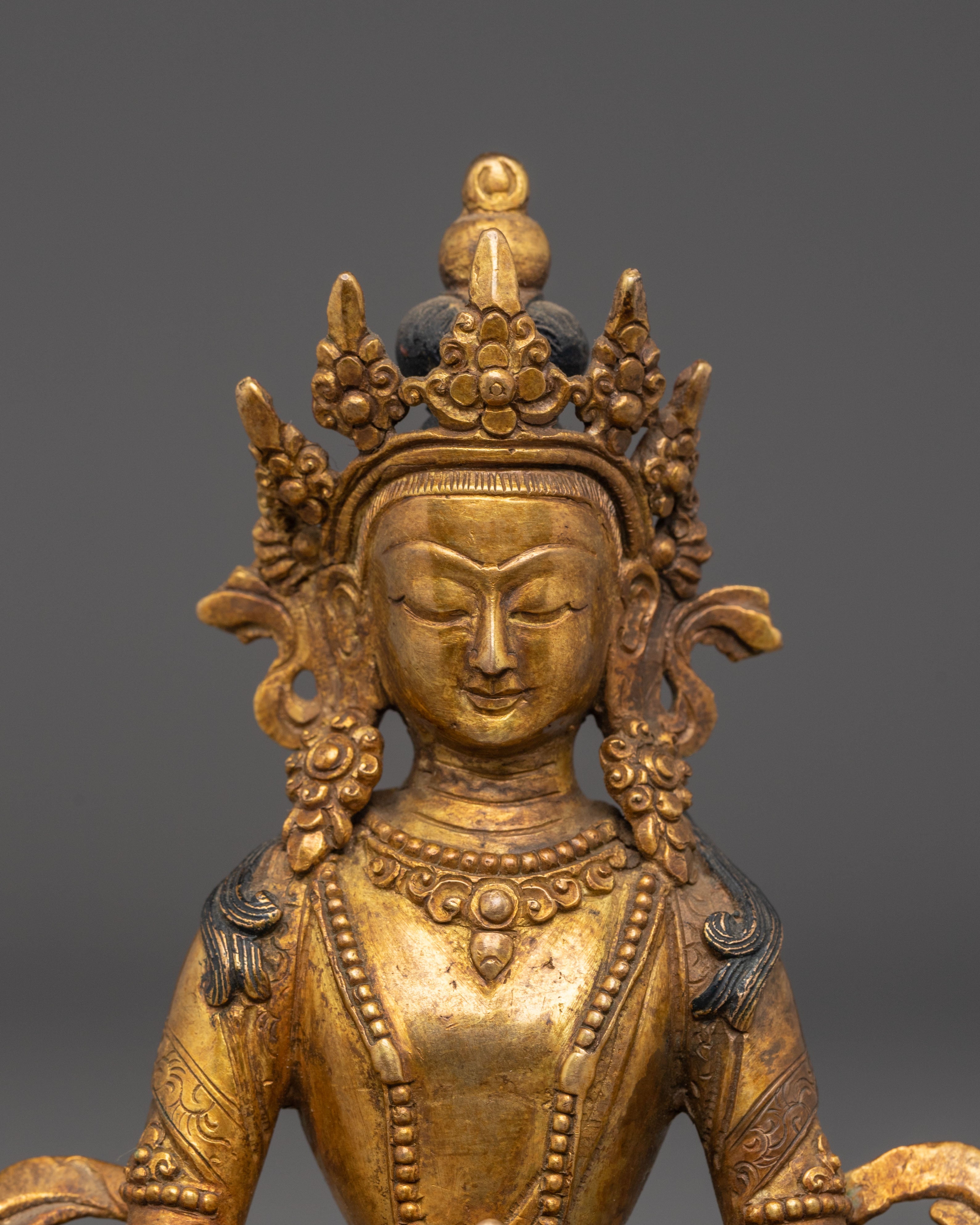 Amitayus Statue with Antique Finish | Meditation Idol