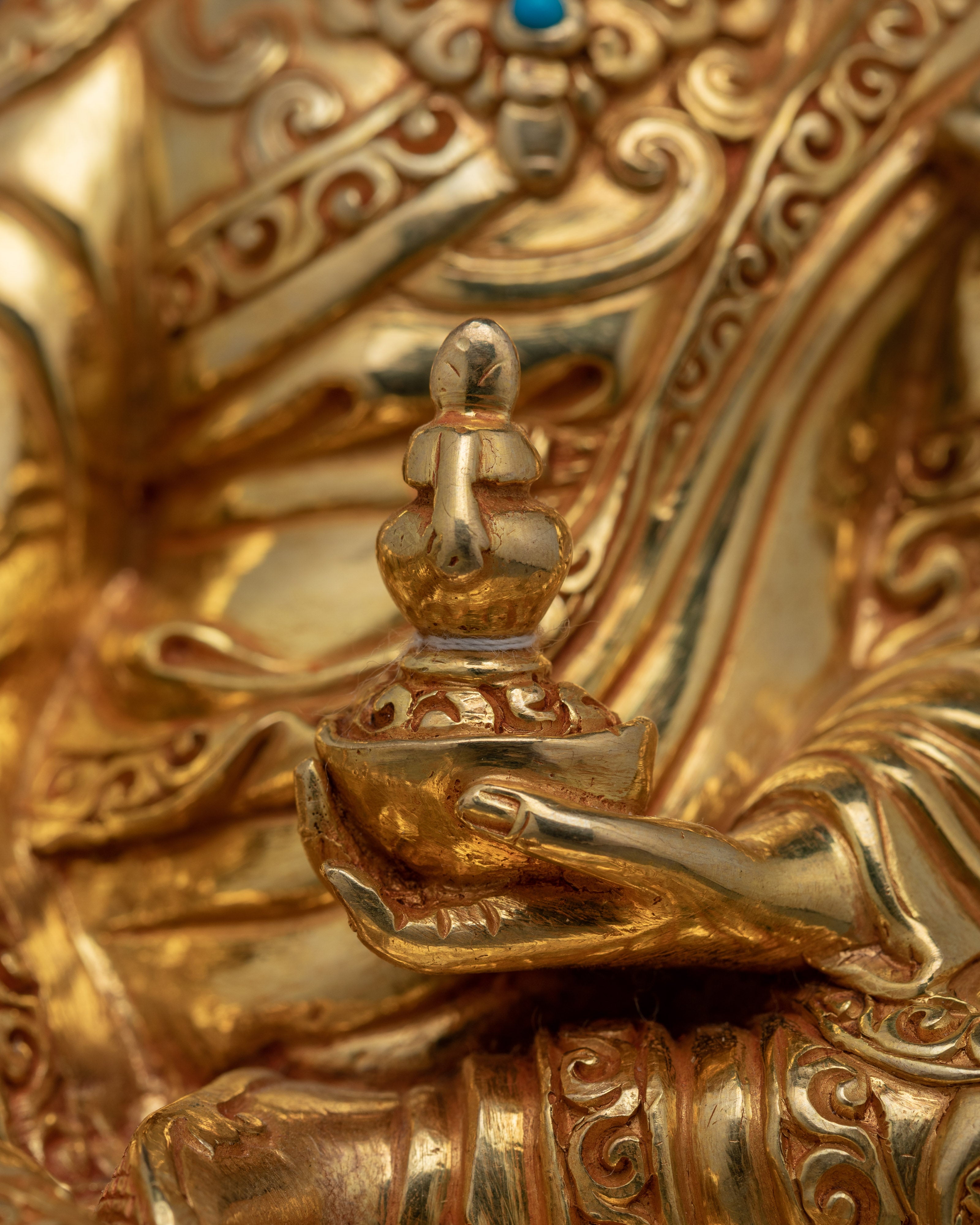 Lotus Born Guru Handcarved Rinpoche Statue Decor | Enlightenment and Spiritual Power