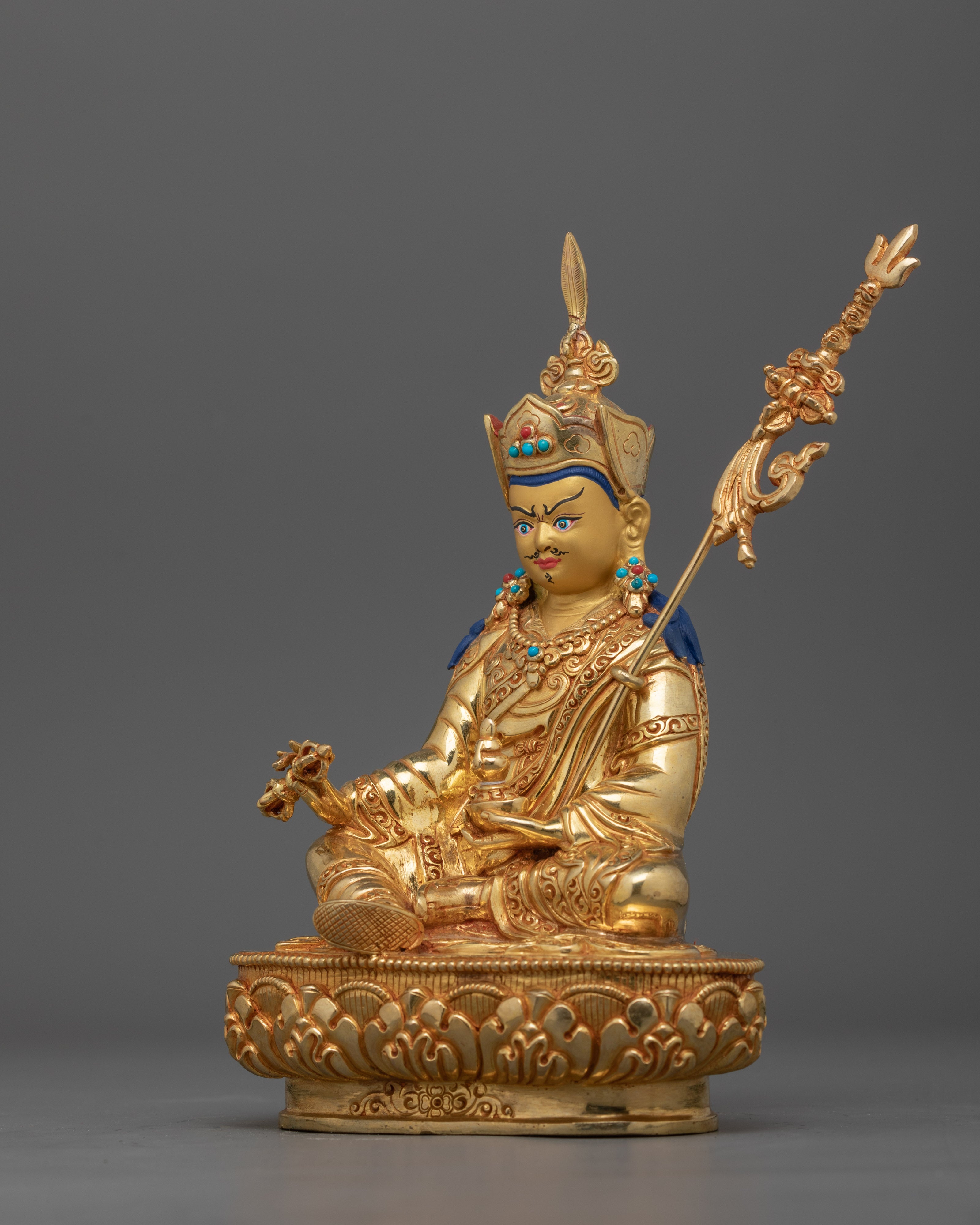 Lotus Born Guru Handcarved Rinpoche Statue Decor | Enlightenment and Spiritual Power