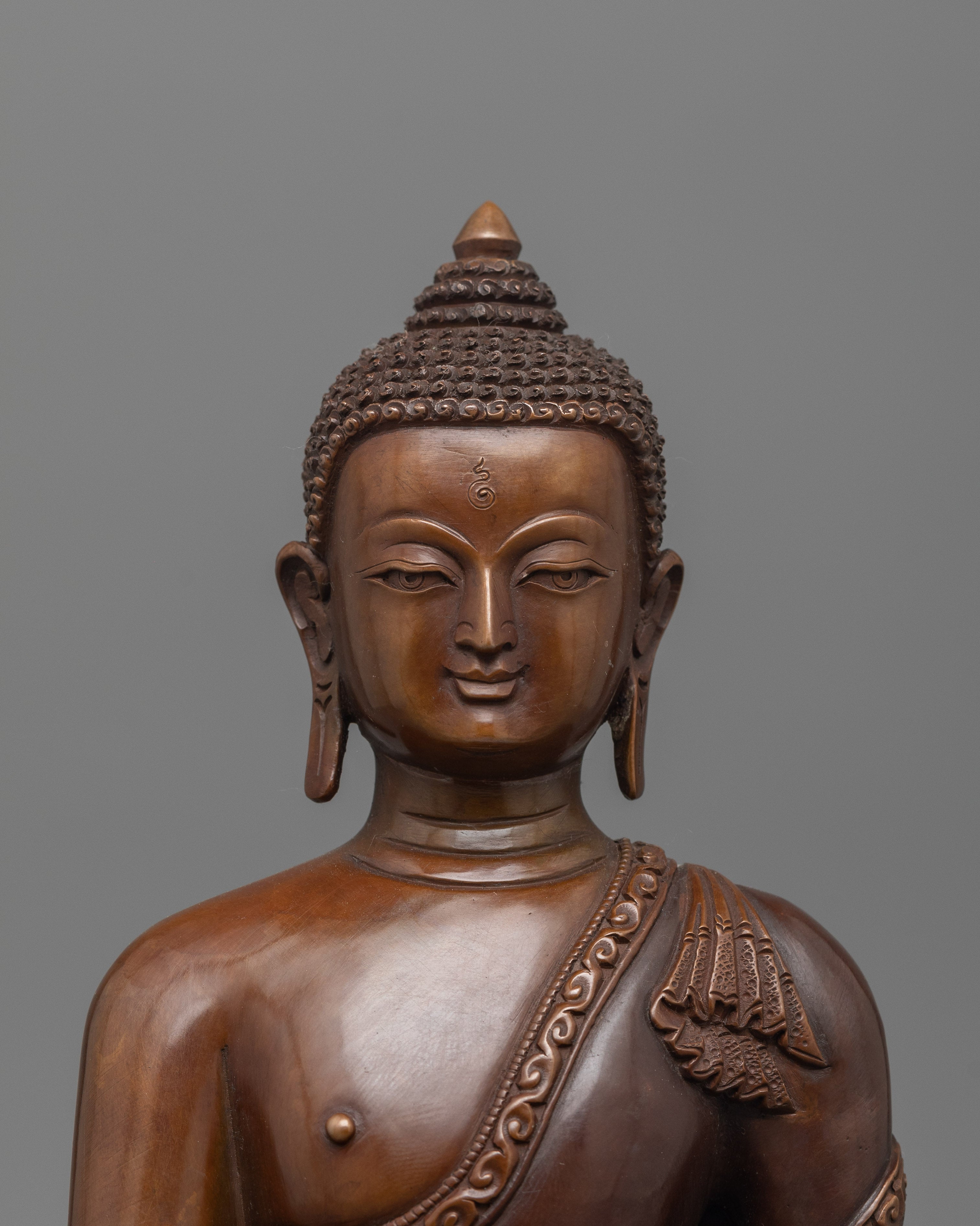 Shakyamuni Dharma Buddha Statue in Oxidized Copper | Enlightened Artwork