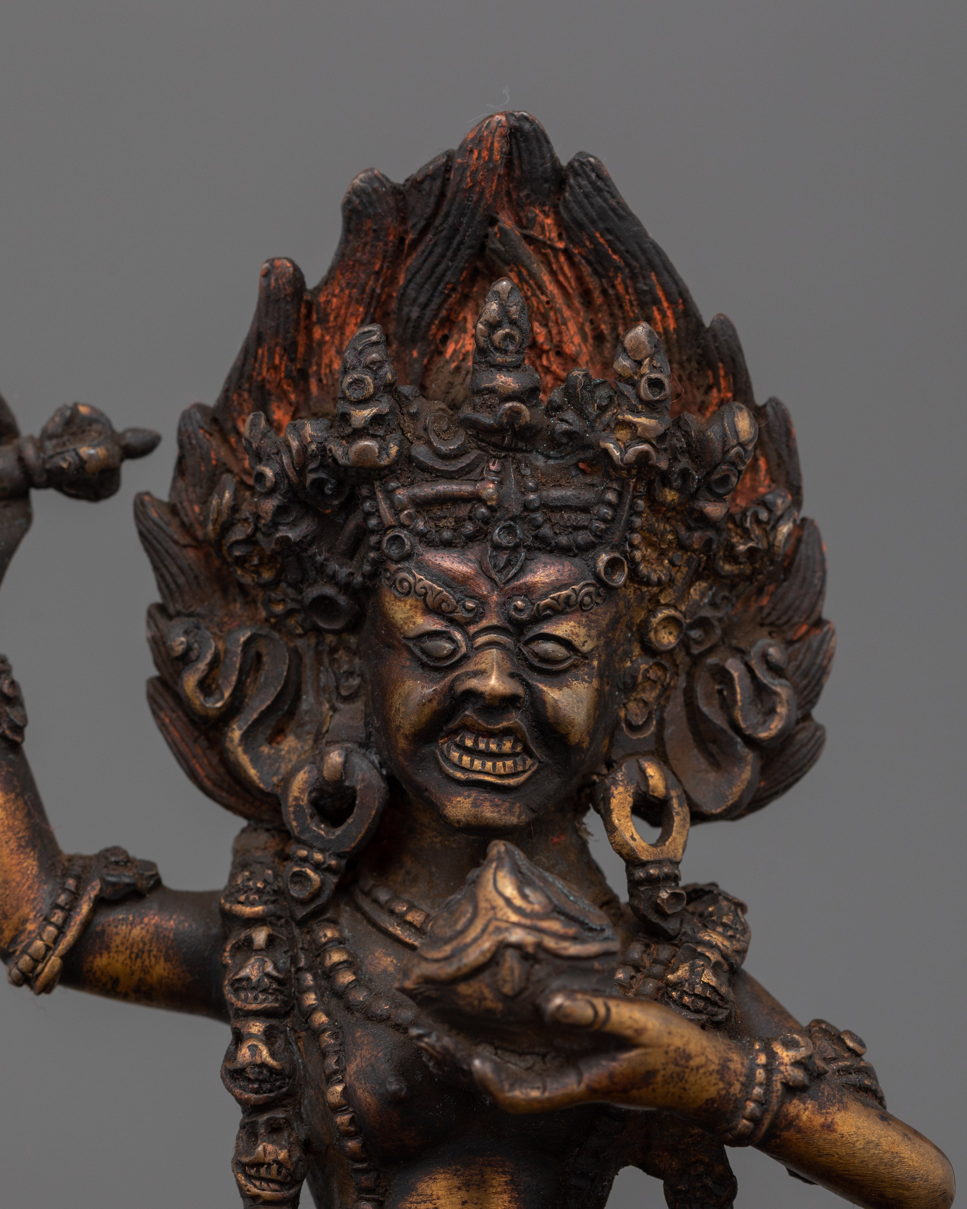 24K Gold Wrathful Vajrayogini Dakini Statue | Power and Transformation