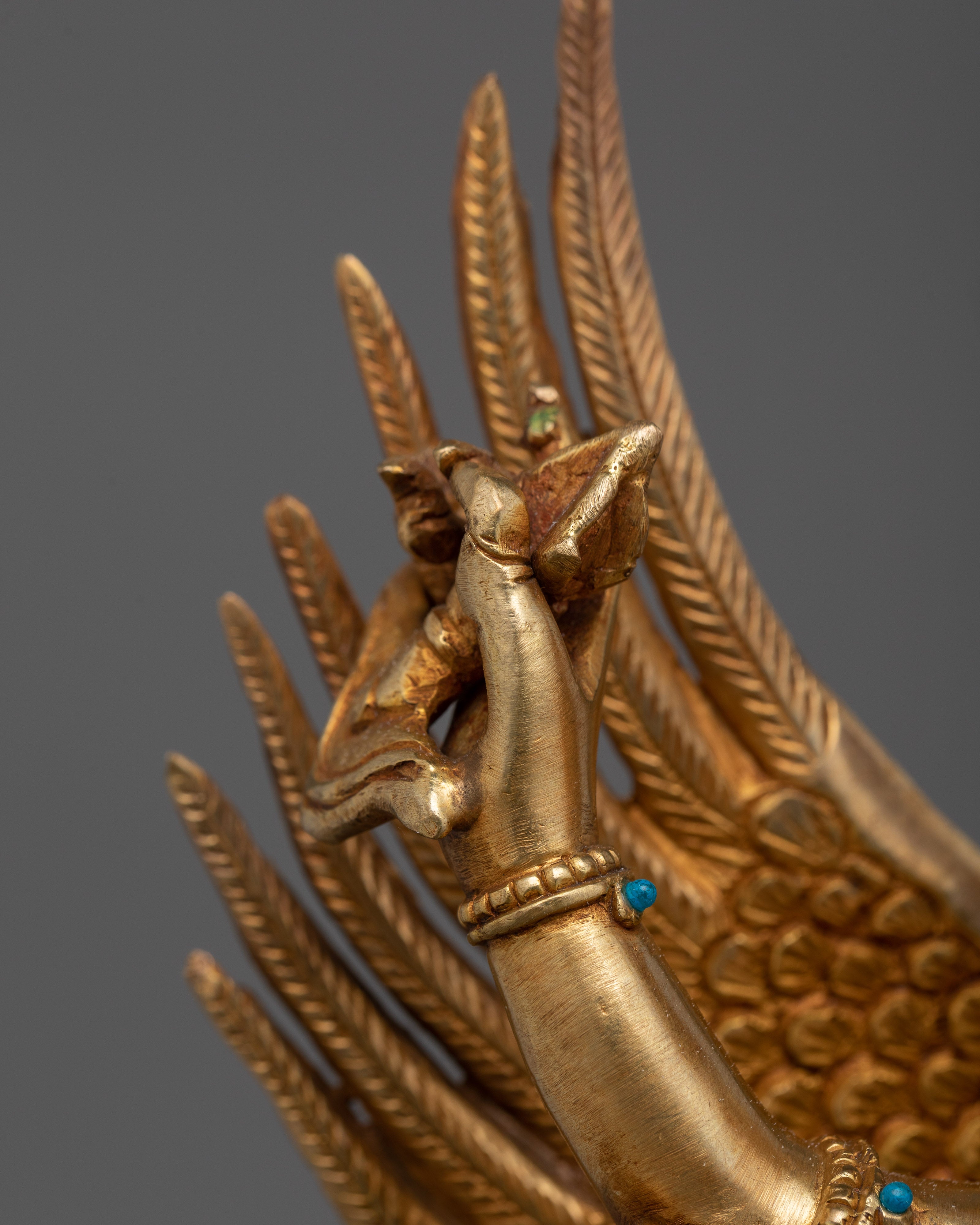 Handcarved Hindu Deity Garuda Sculpture | Tibetan Buddhism Artwork