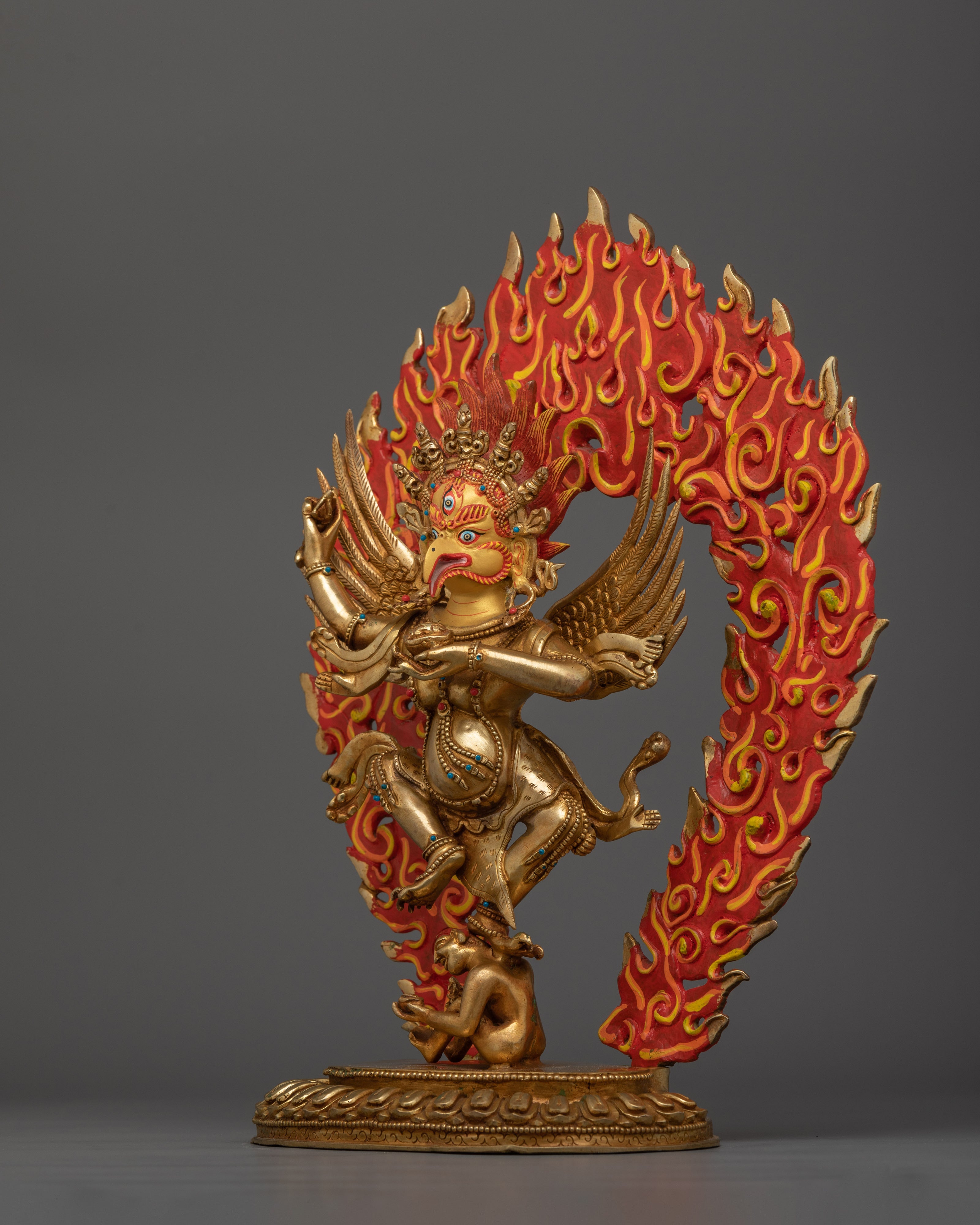 Handcarved Hindu Deity Garuda Sculpture | Tibetan Buddhism Artwork