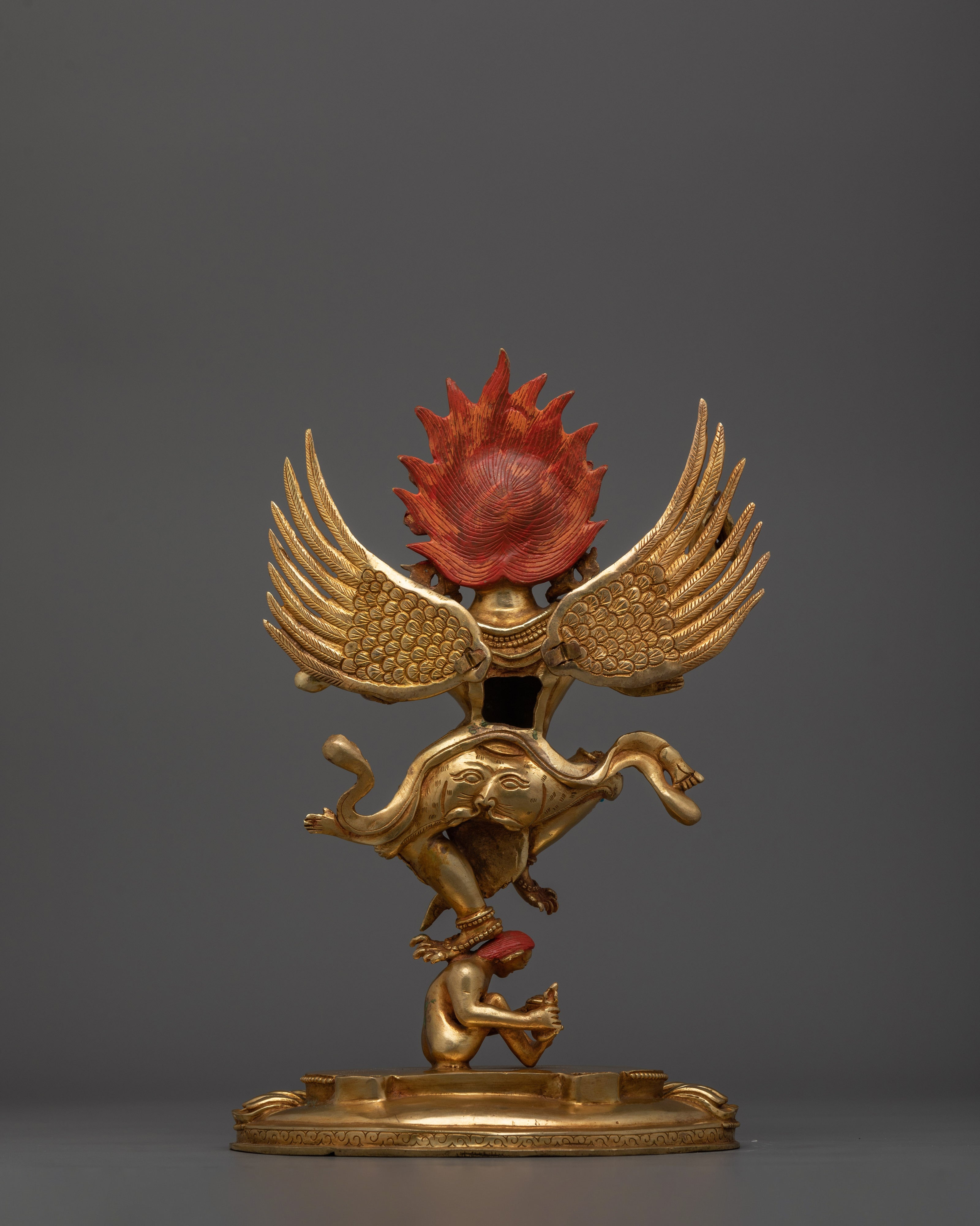 Handcarved Hindu Deity Garuda Sculpture | Tibetan Buddhism Artwork