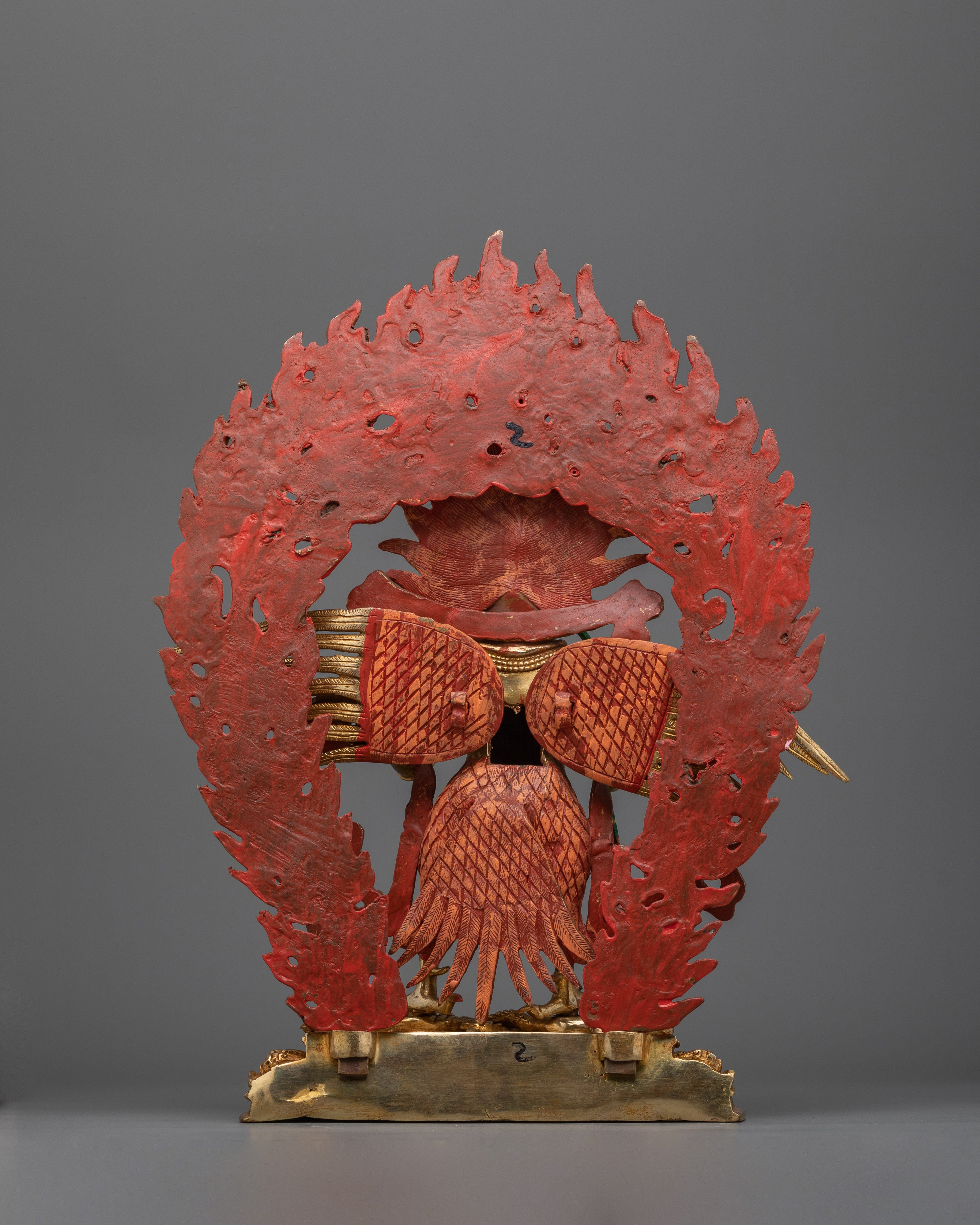 24K Gold Gilded Garuda Copper Statue | Handcrafted Hindu Deity