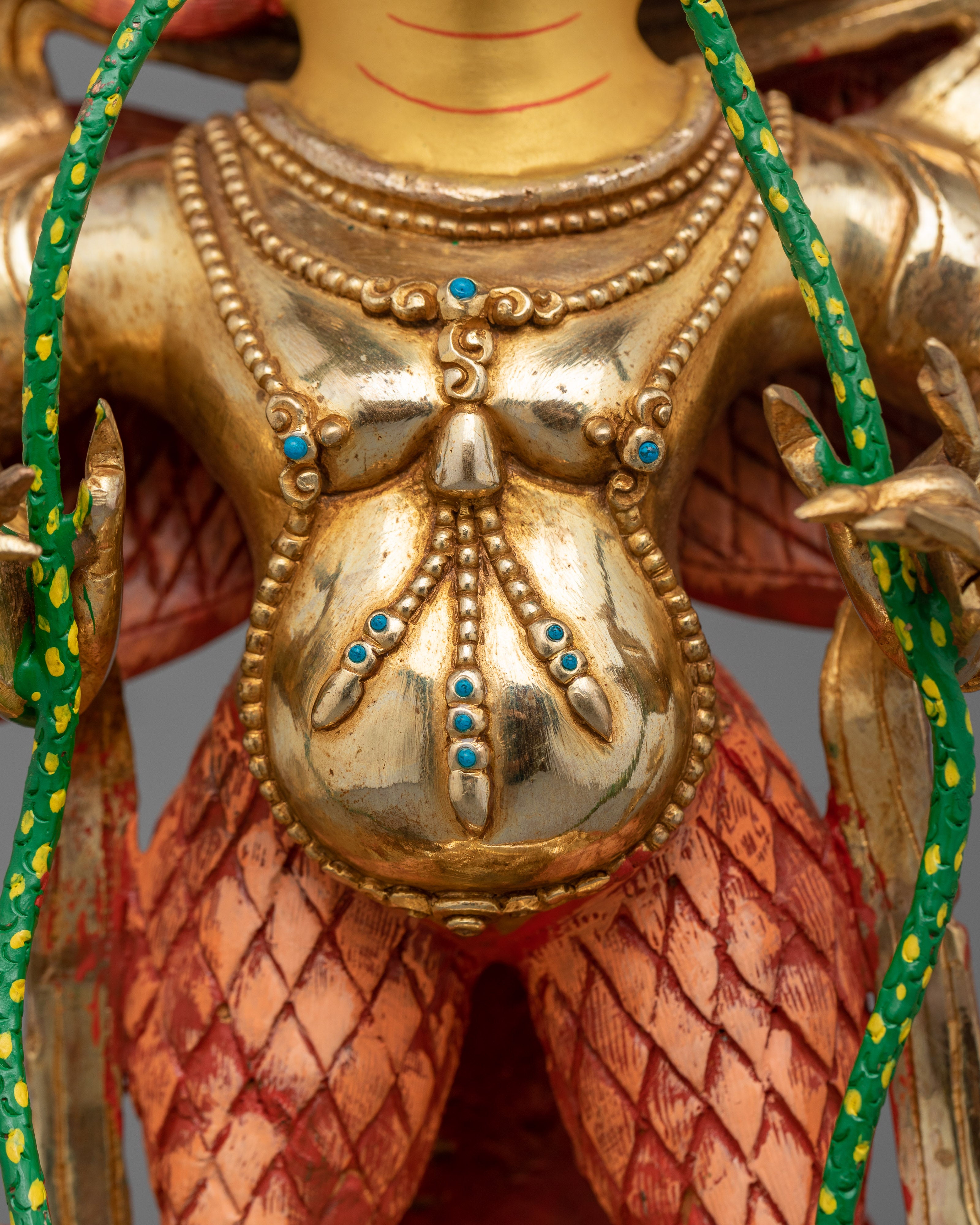 24K Gold Gilded Garuda Copper Statue | Handcrafted Hindu Deity