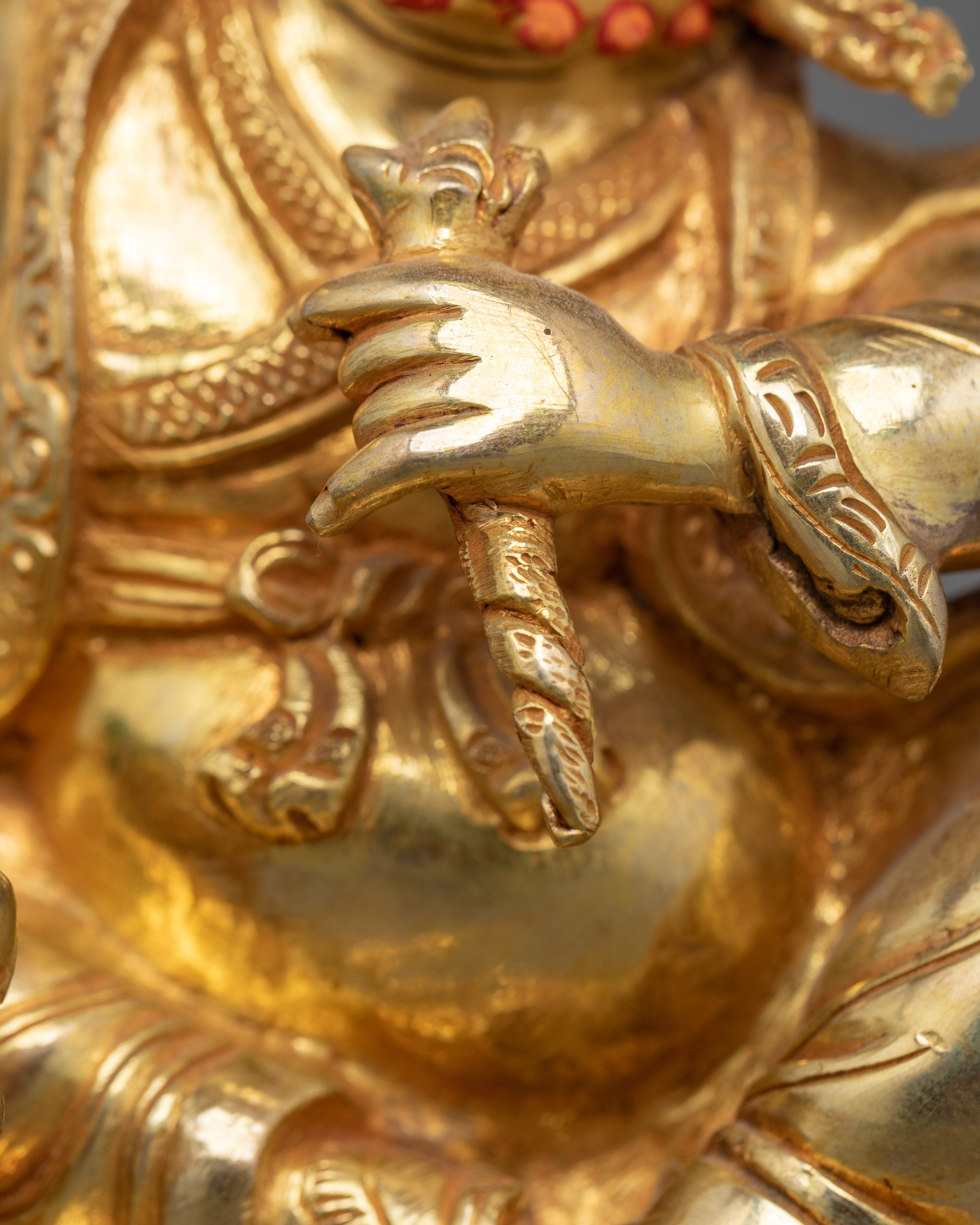 Protector Deity Ekajati Statue Set | 24K Gold Gilded Tibetan Sculptures