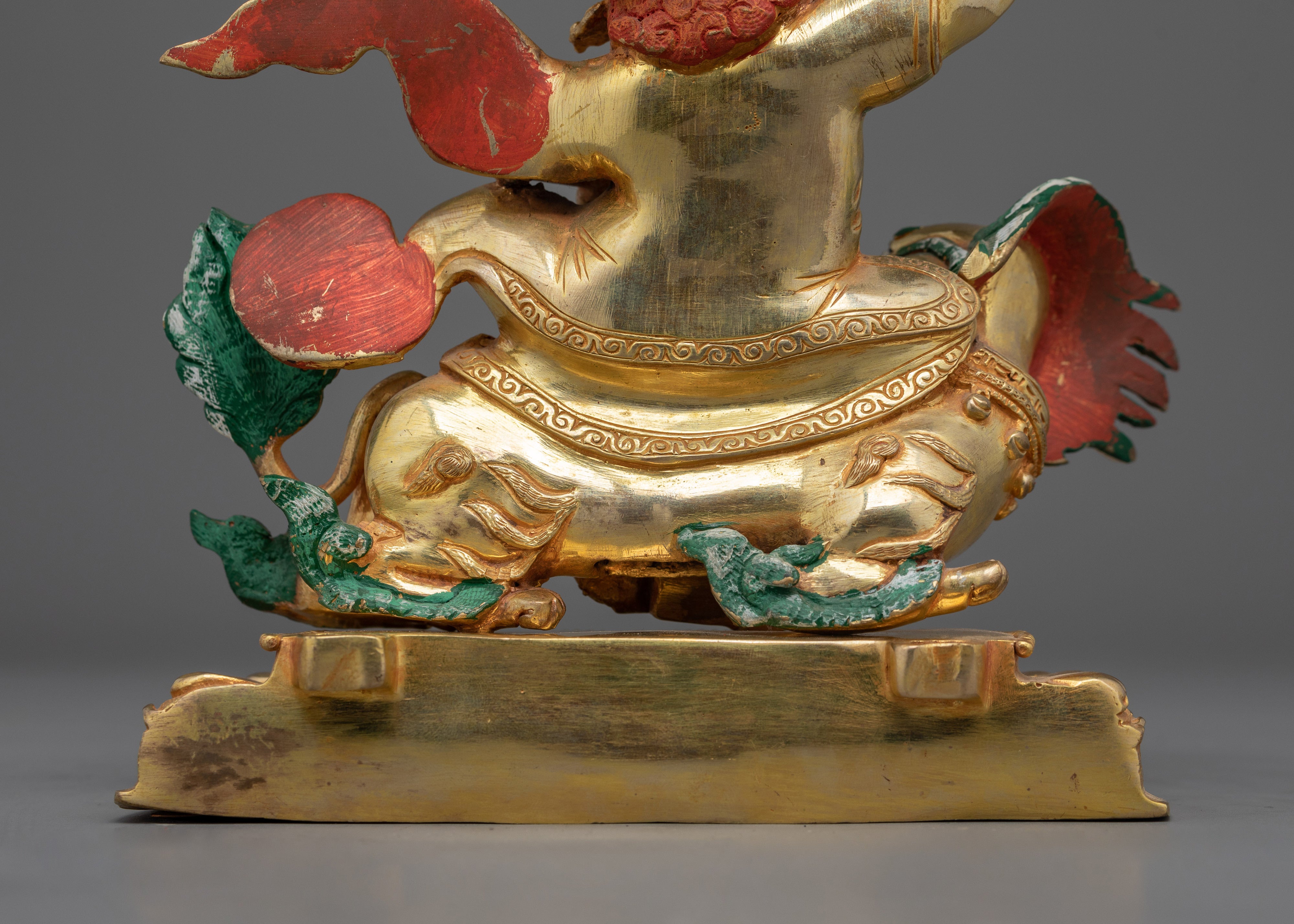 Protector Deity Ekajati Statue Set | 24K Gold Gilded Tibetan Sculptures