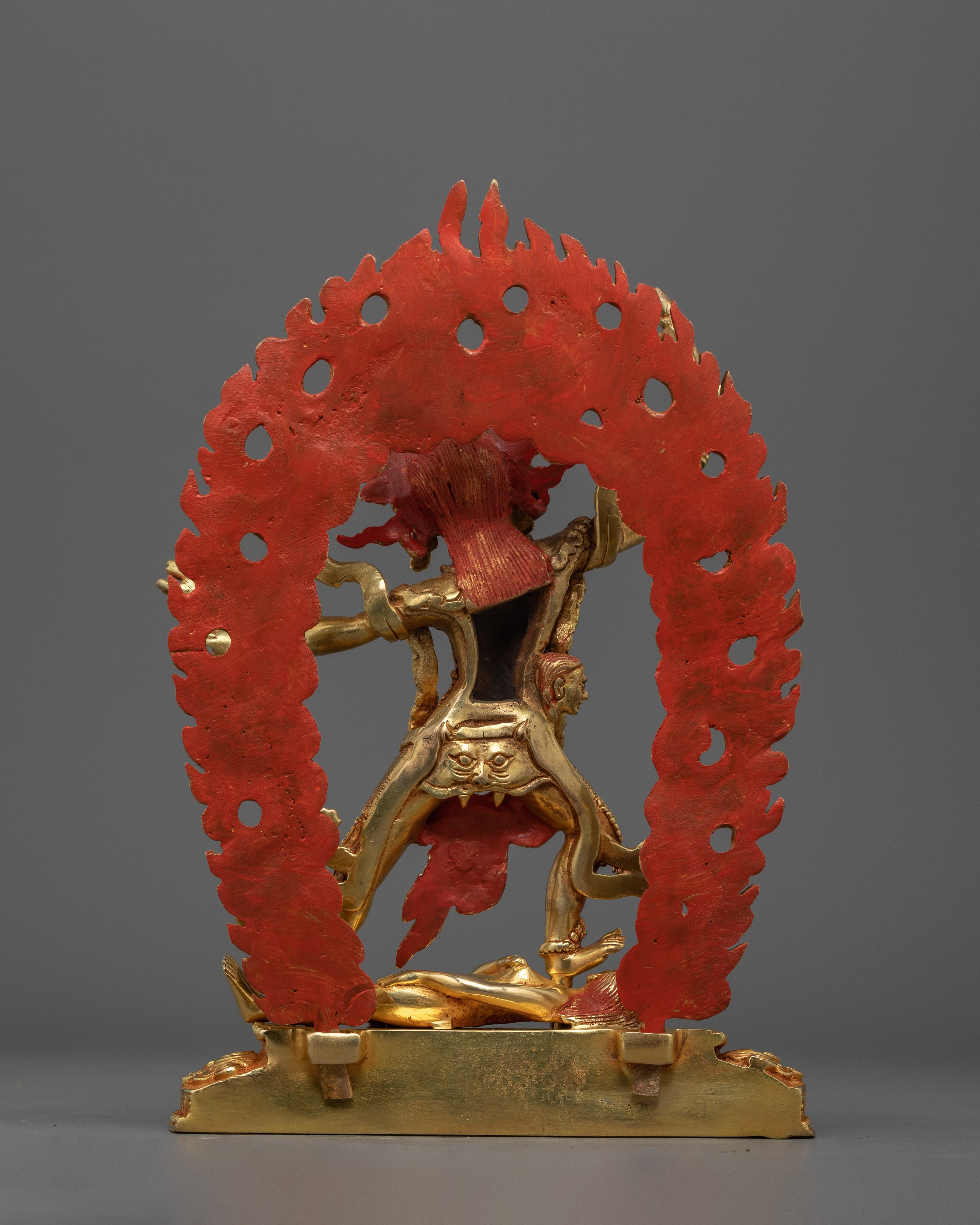 24K Gold Gilded Wrathful Ekajati Sttaue | Tibetan Protector Deity Statue