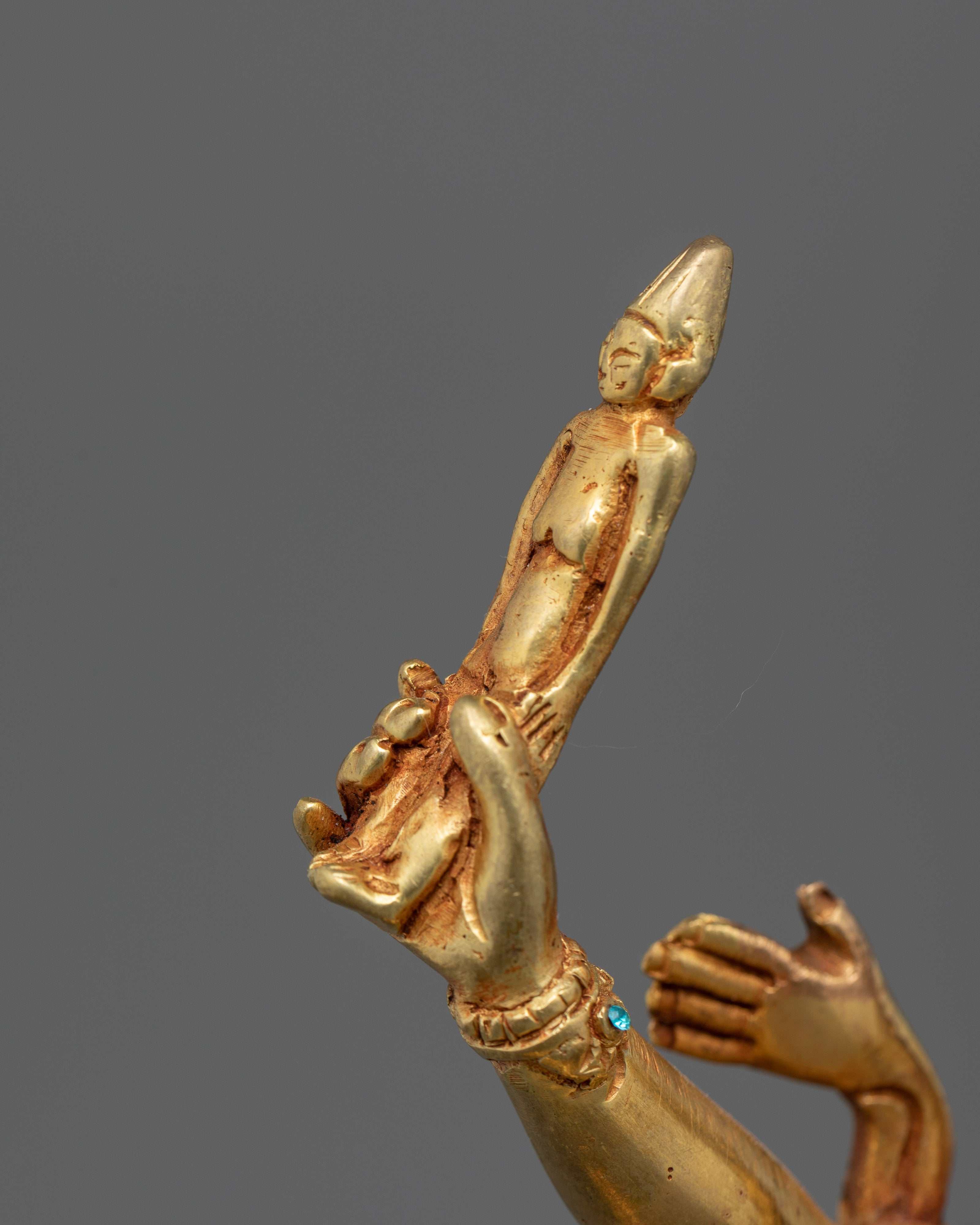 Protector Deity Ekajati Statue Set | 24K Gold Gilded Tibetan Sculptures