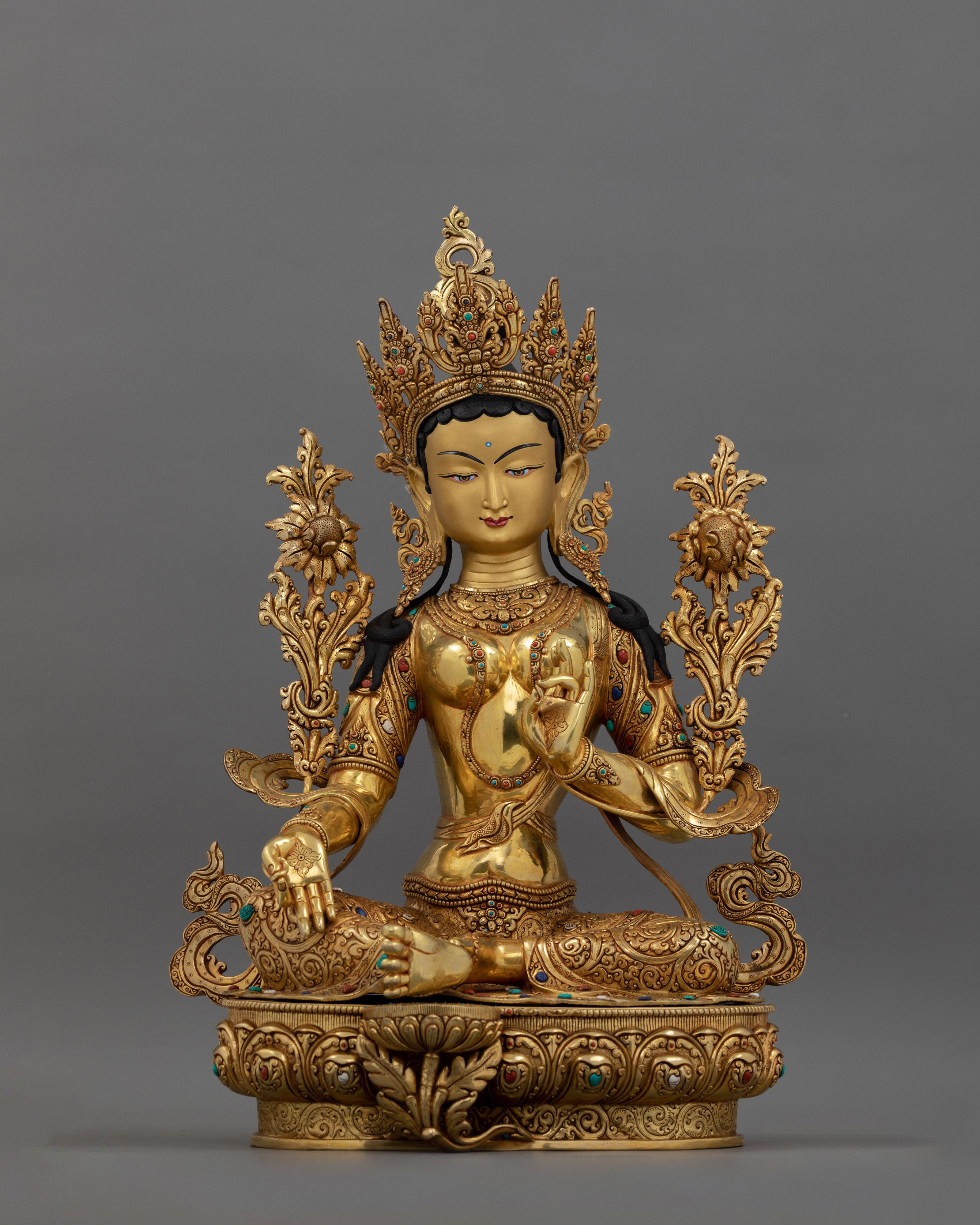 Sacred Five Bodhisattva Set Statue | Gold Gilded Buddhist Art