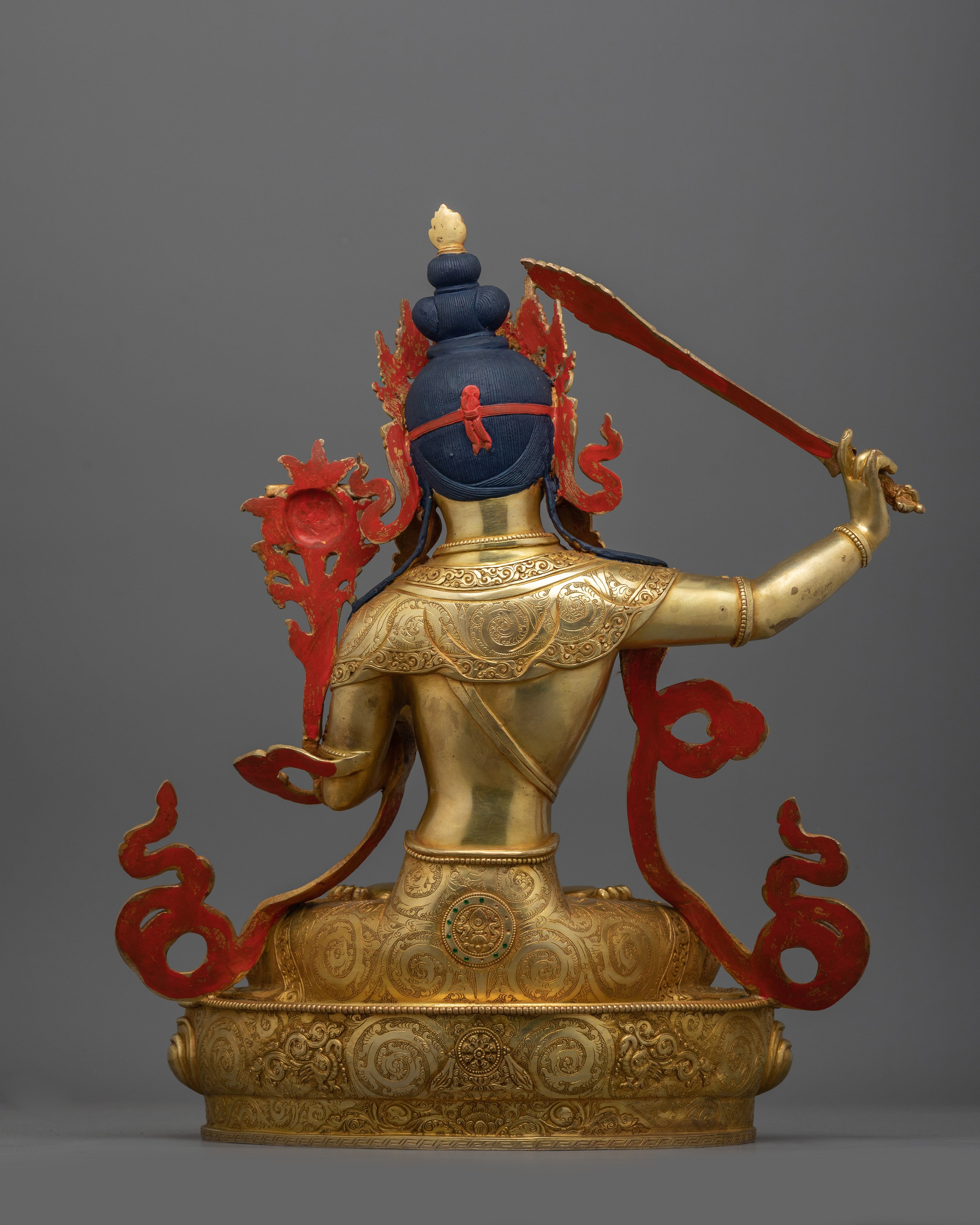 Manjushri Deity with Flaming Sword Statue | Handcrafted Buddhist Sculpture