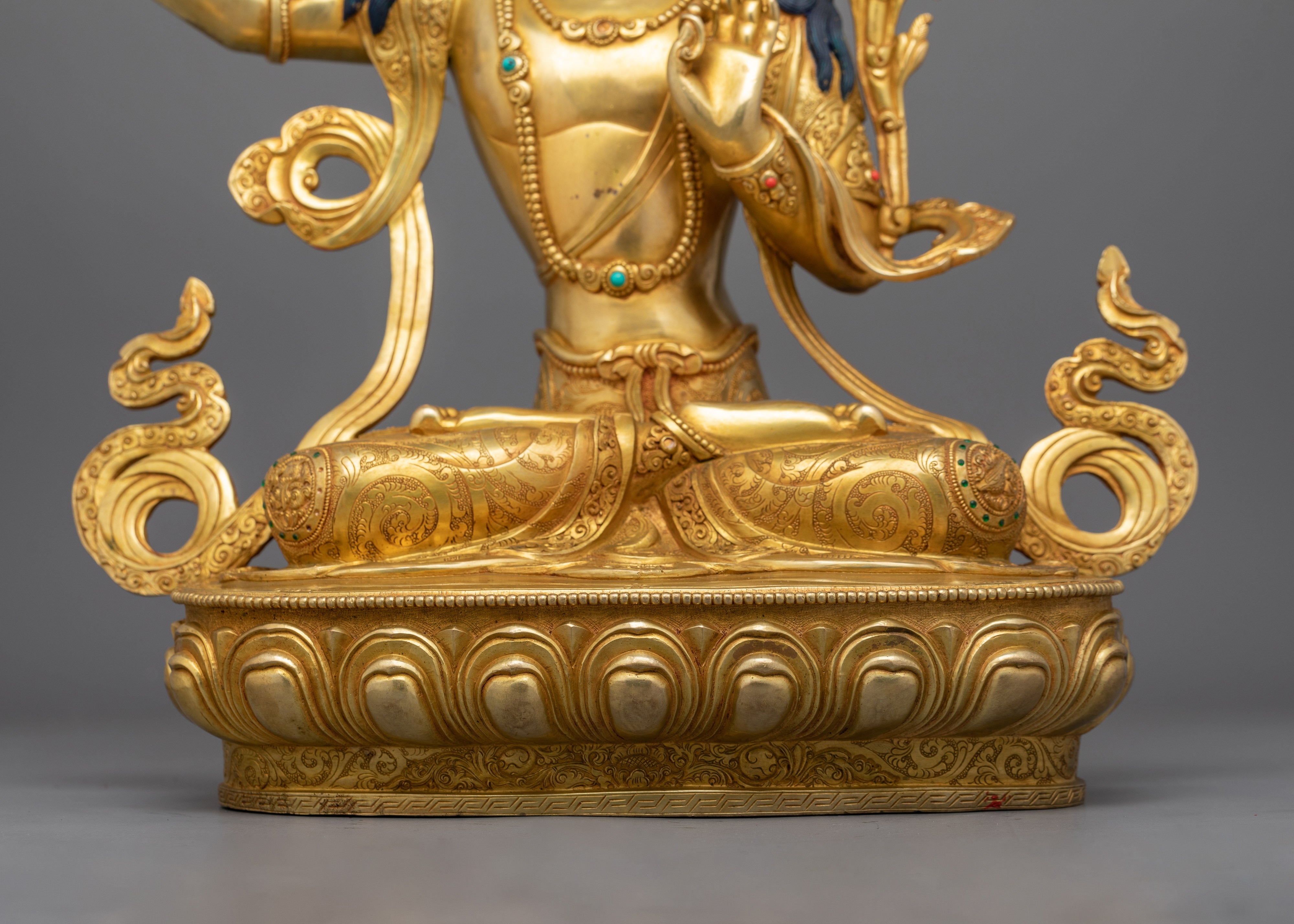 Manjushri Deity with Flaming Sword Statue | Handcrafted Buddhist Sculpture