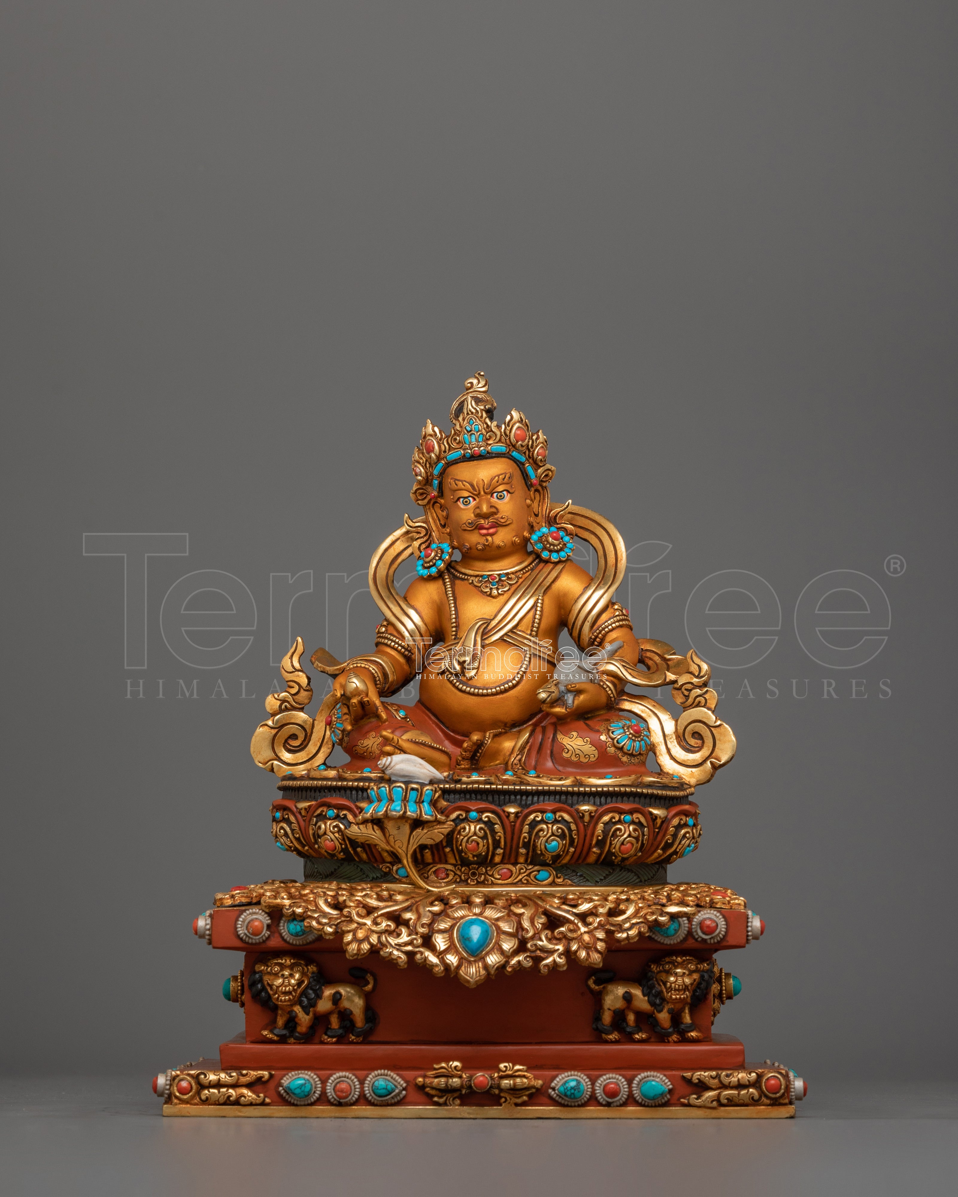 Himalayan Craftsmanhsip Dzambhala Statue for Shrine | Enlightened Wealth Deity