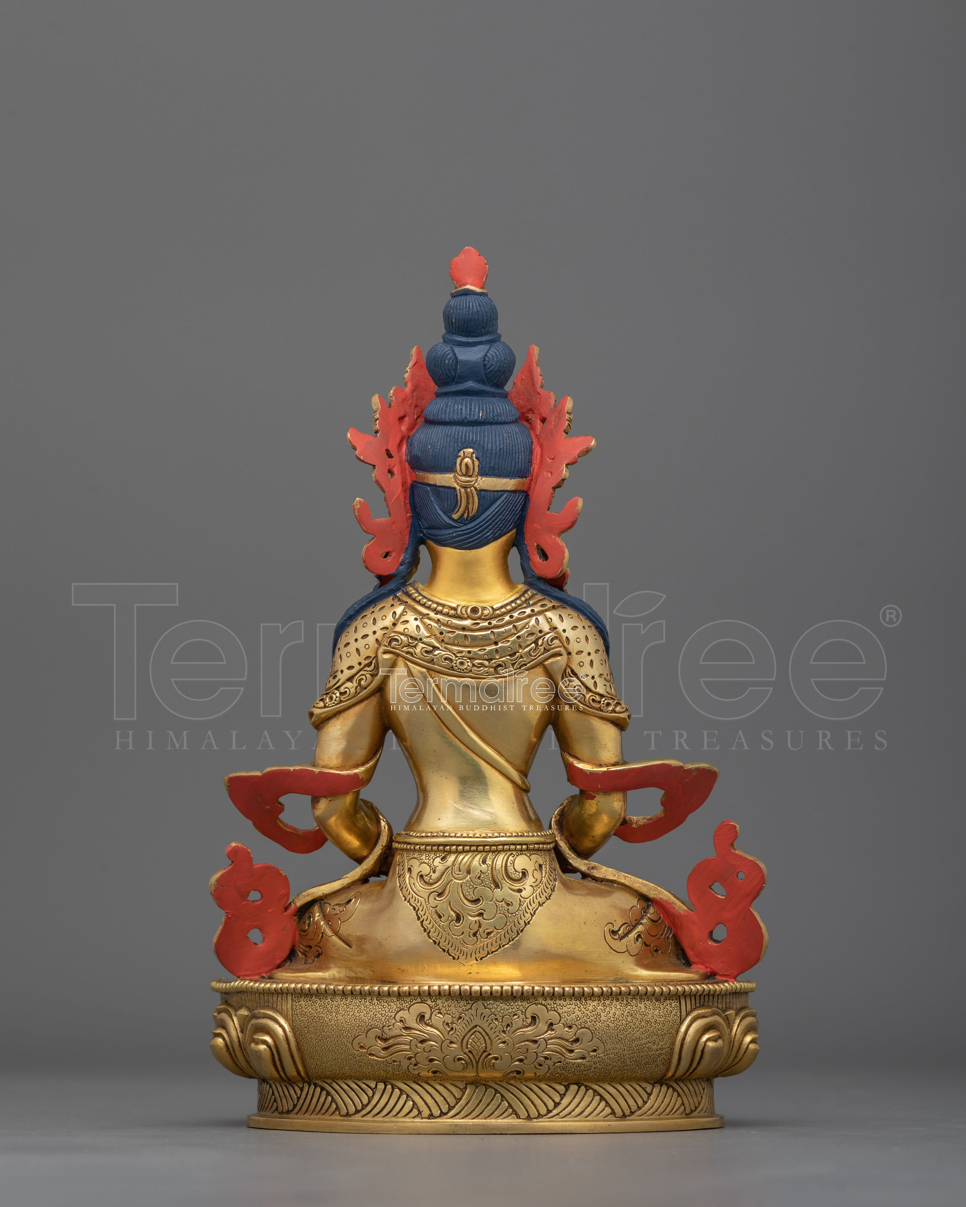 Handcarved Amitayus Long-Life God Figure | Buddhist Deity of Longevity