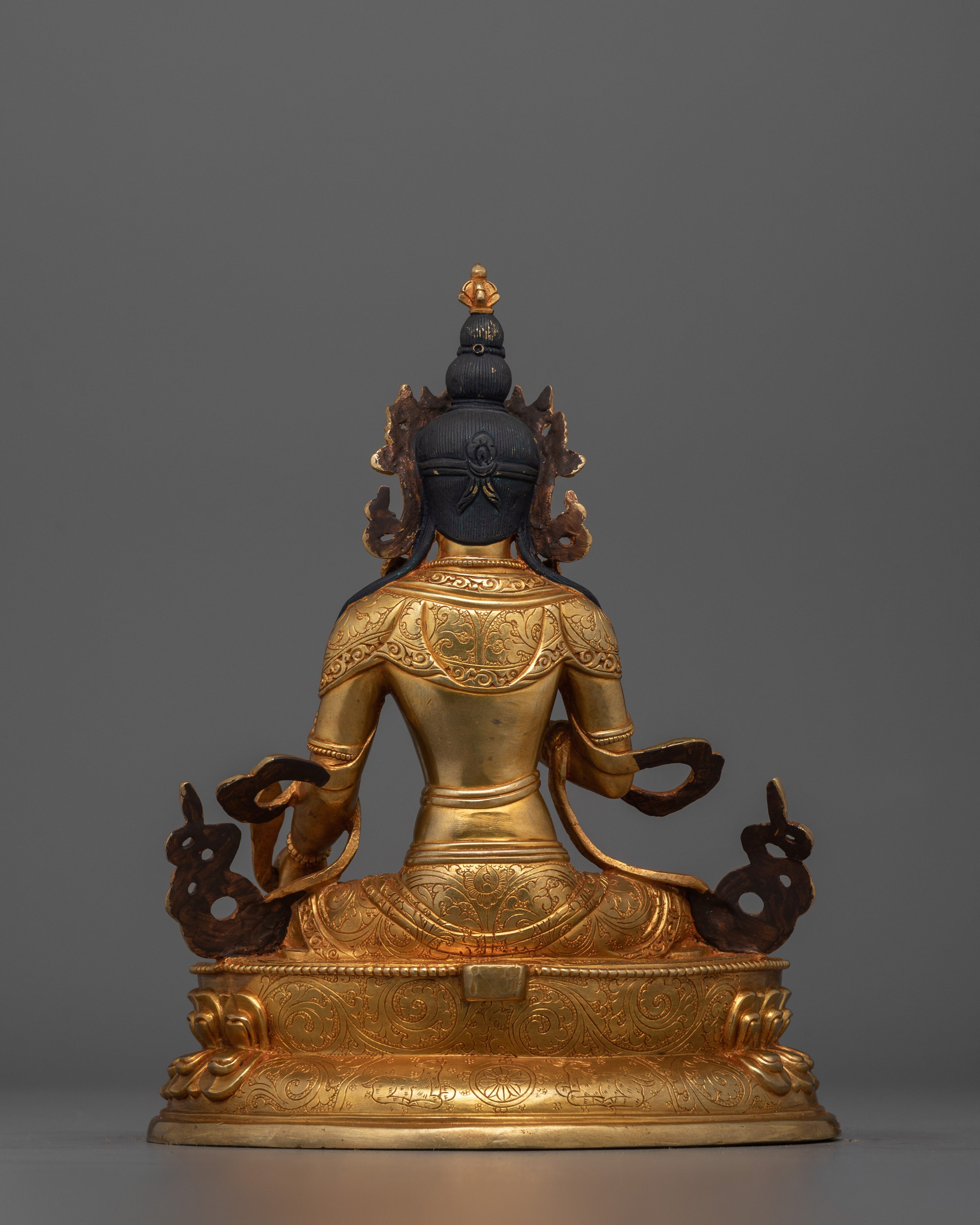 24K Gold Gilded Sacred Buddhism Kshitigarbha | Tibetan Protector of Beings