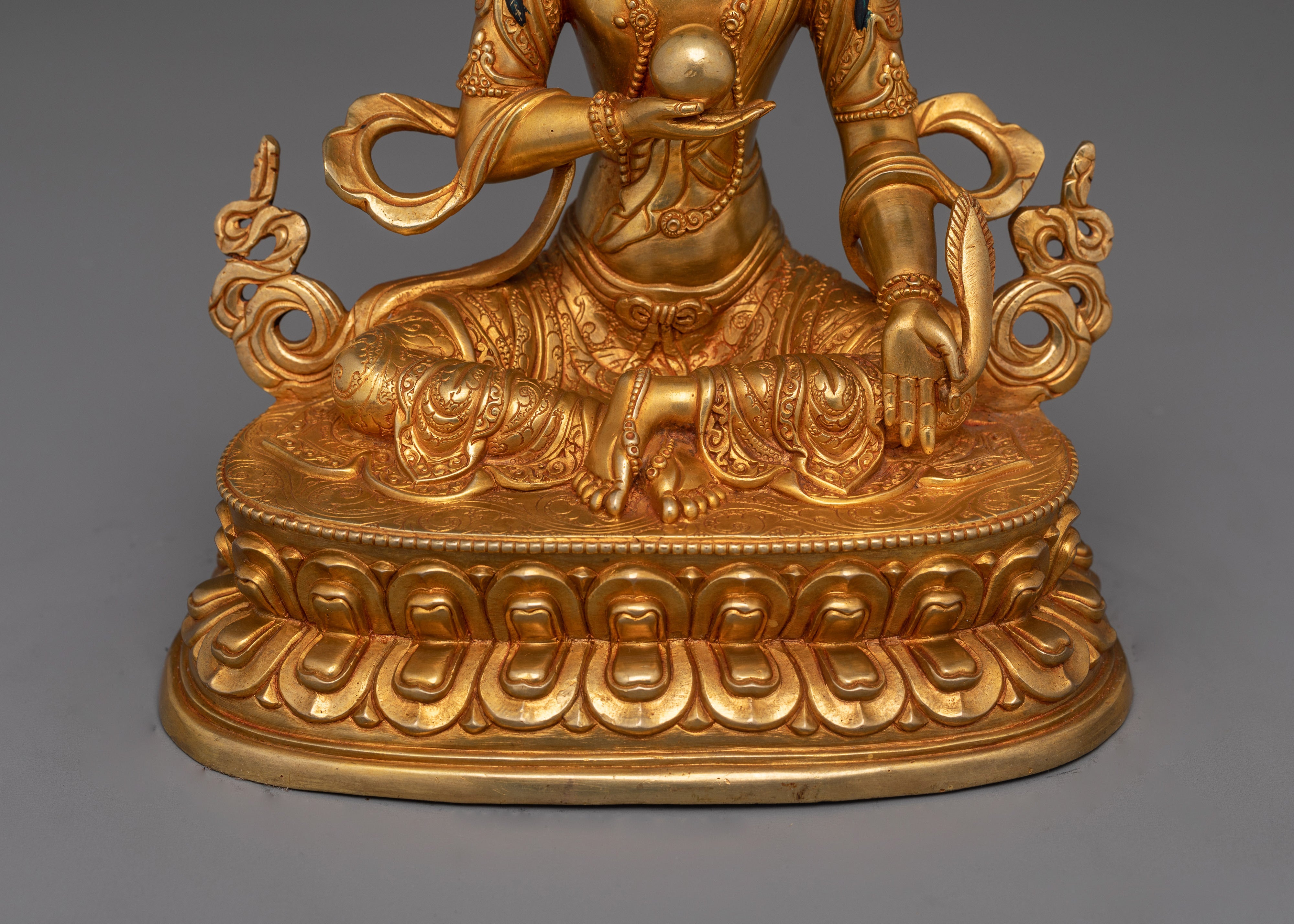 24K Gold Gilded Sacred Buddhism Kshitigarbha | Tibetan Protector of Beings