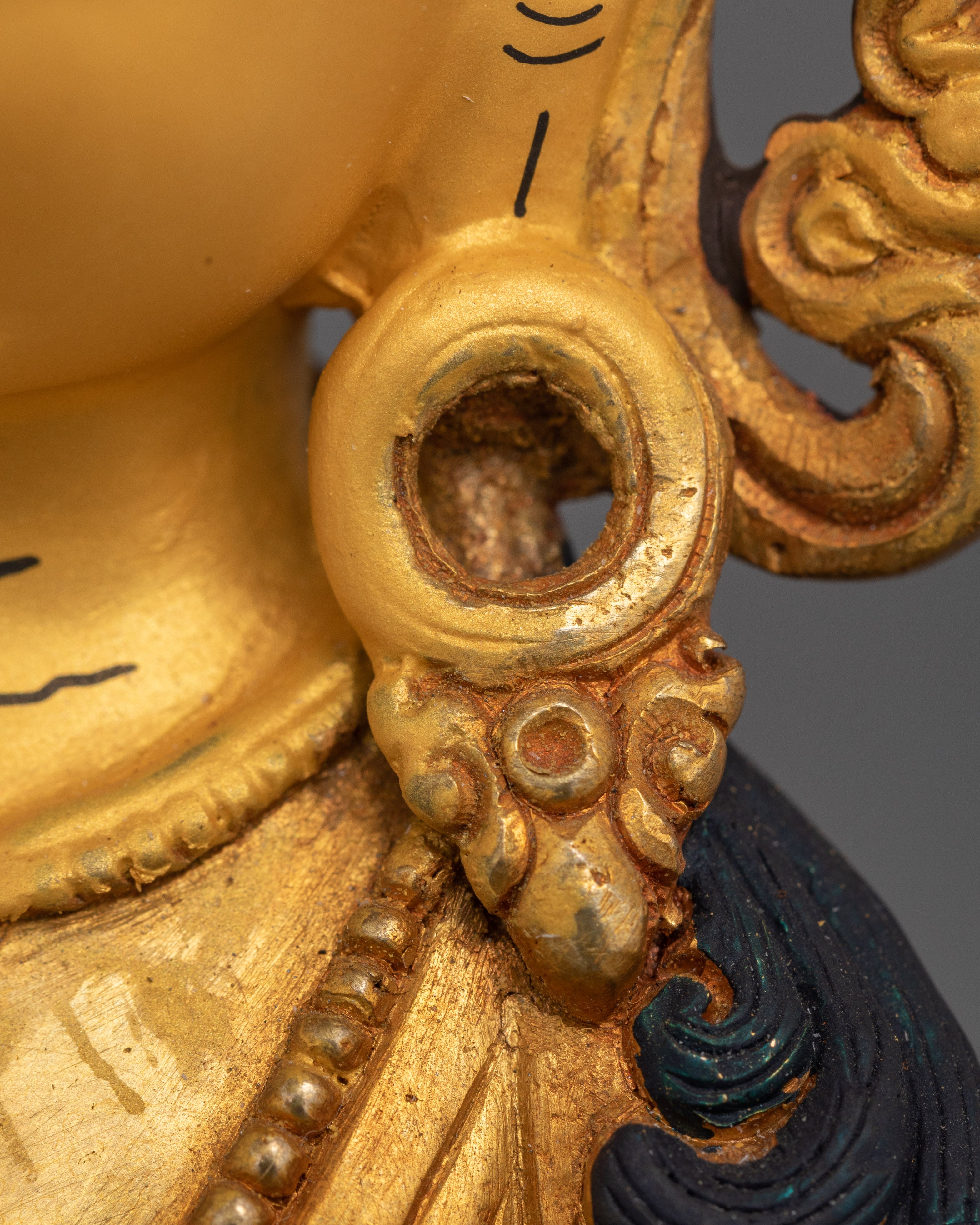 24K Gold Gilded Sacred Buddhism Kshitigarbha | Tibetan Protector of Beings