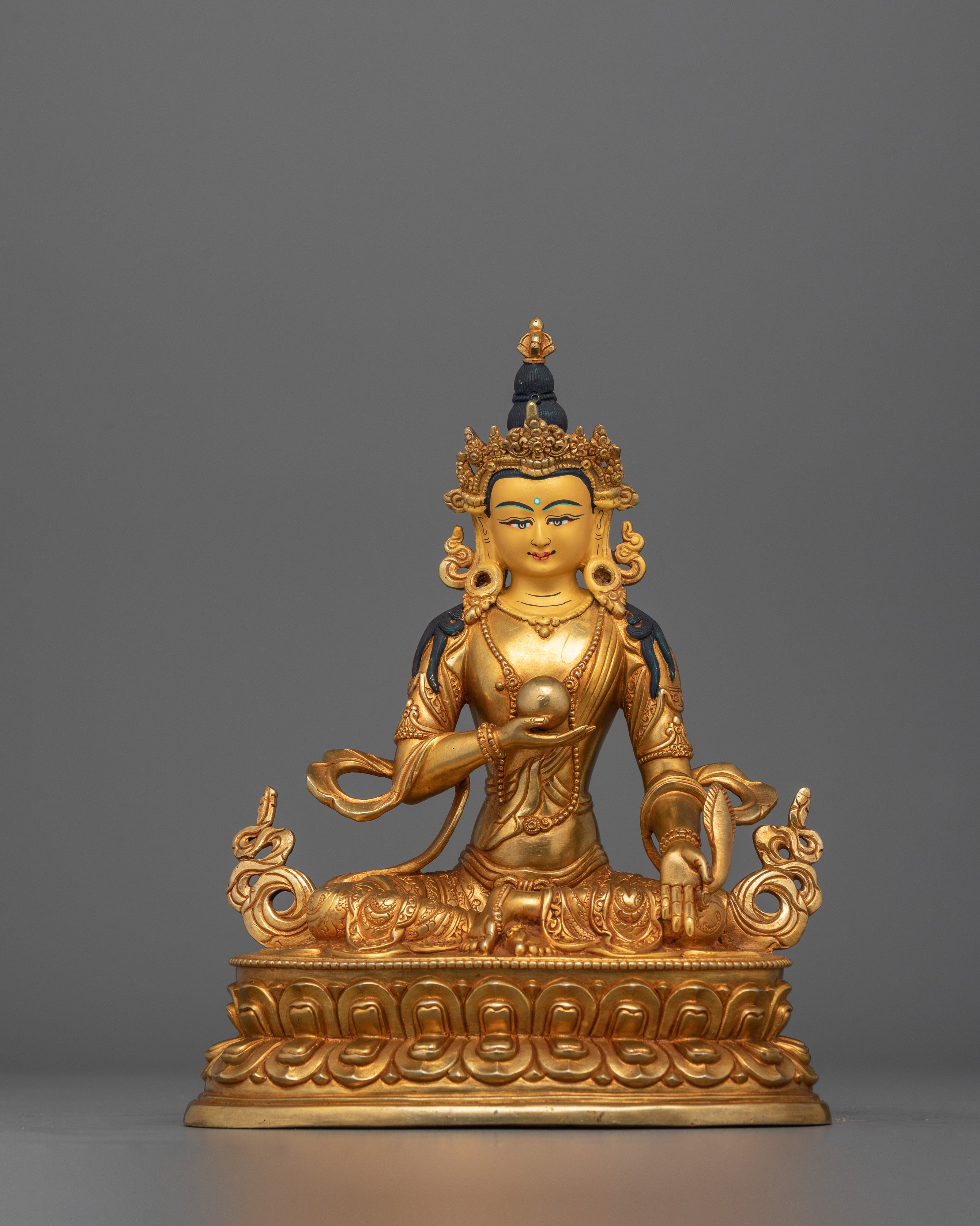 24K Gold Gilded Sacred Buddhism Kshitigarbha | Tibetan Protector of Beings