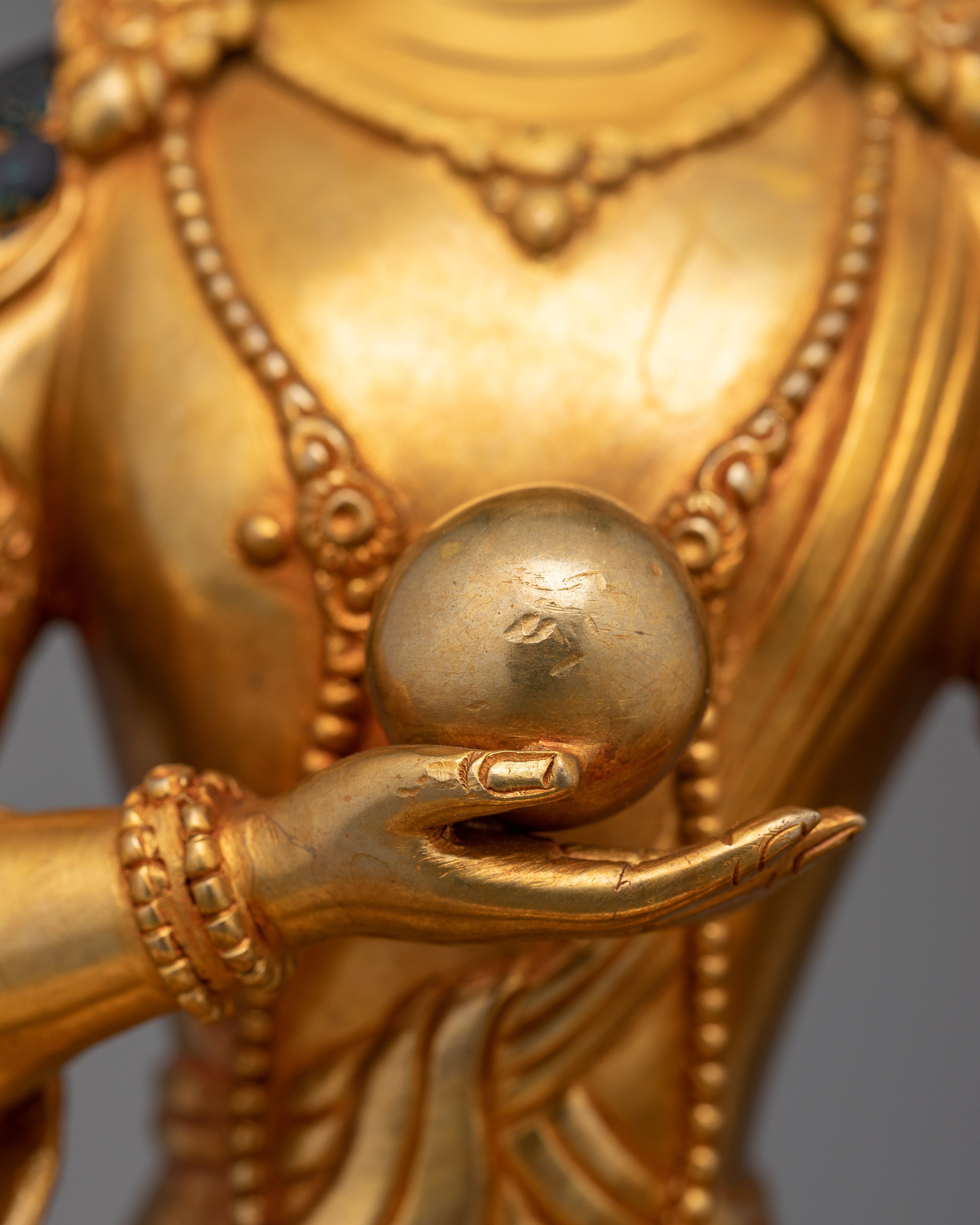 24K Gold Gilded Sacred Buddhism Kshitigarbha | Tibetan Protector of Beings