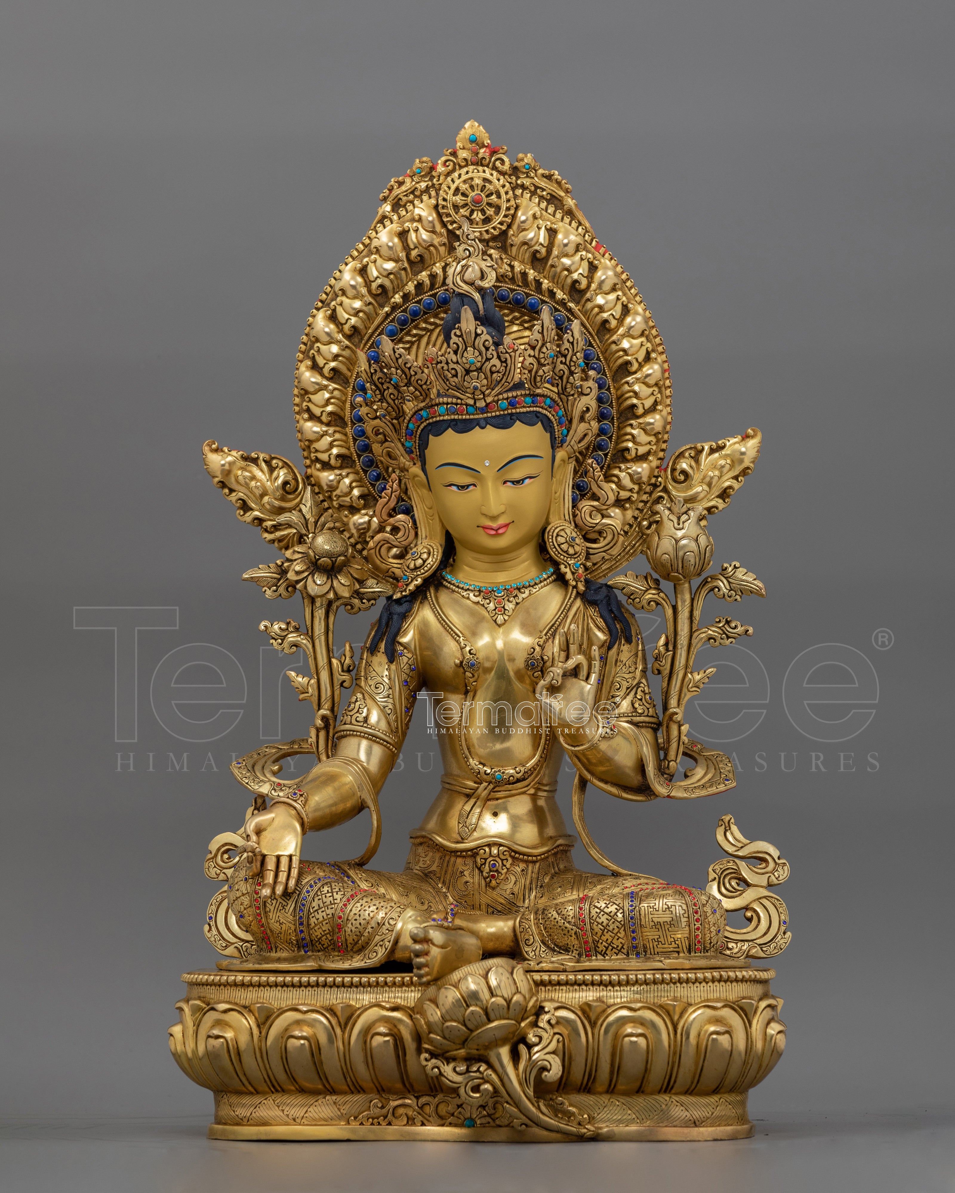 Cultural Icon Green Tara Compassionate Buddha Statue | Tibetan Goddess Sculpture