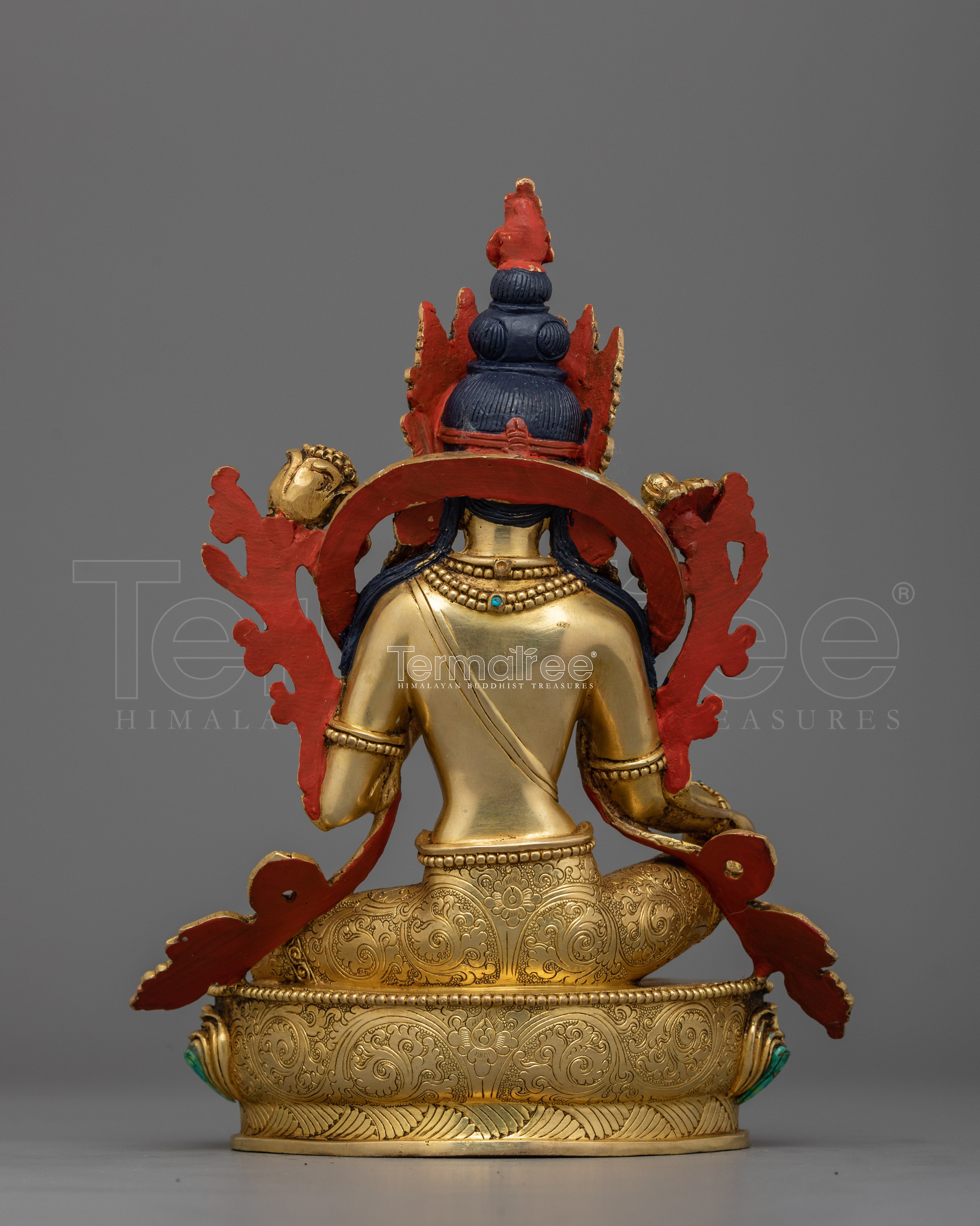 Ritualistic Green Tara Pure Land Statue | 24K Gold Gilded Tibetan Bodhisattva Sculpture