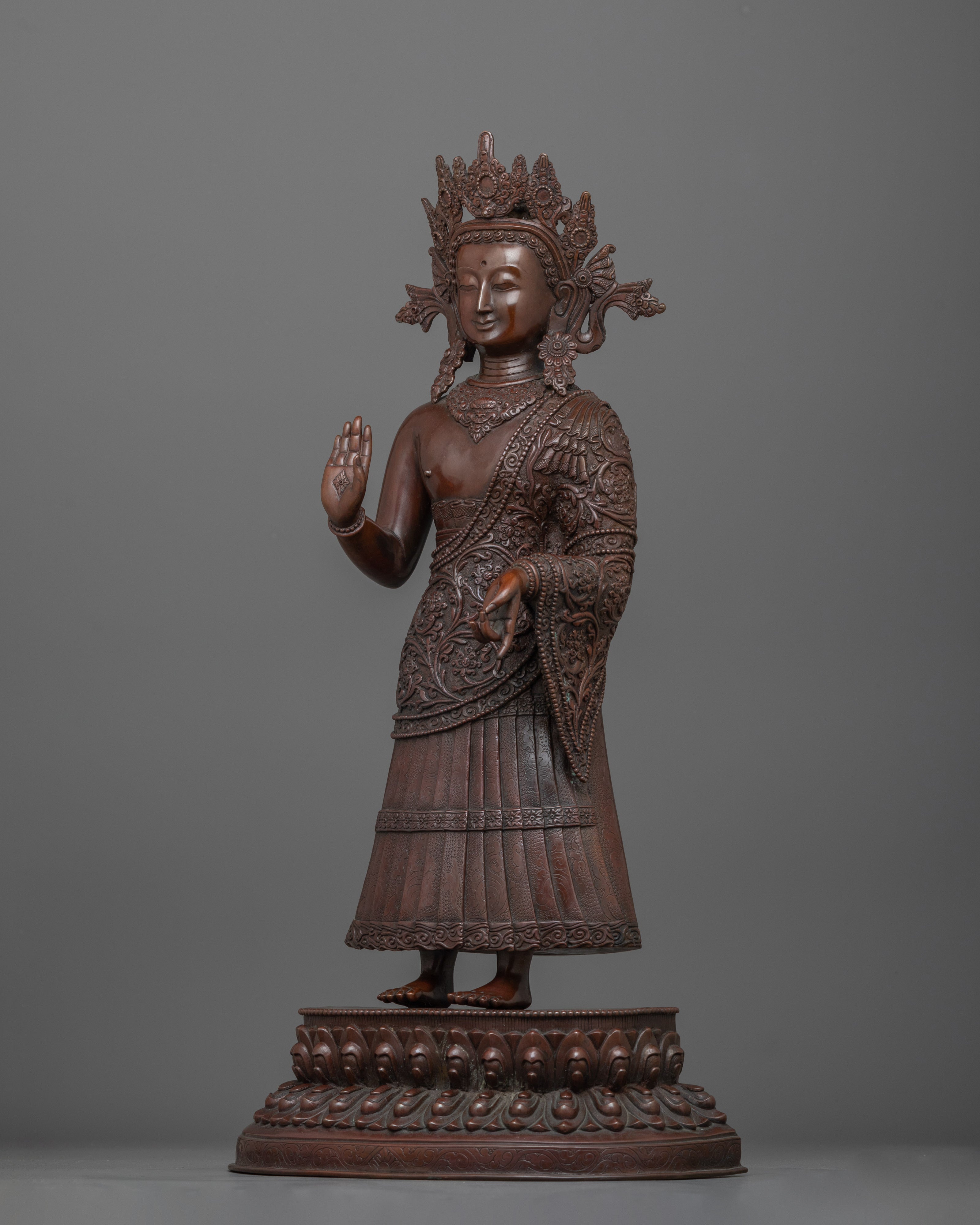 Oxidized Copper Past Buddha Dipankara Buddha Statue | Tibetan Sculpture Art