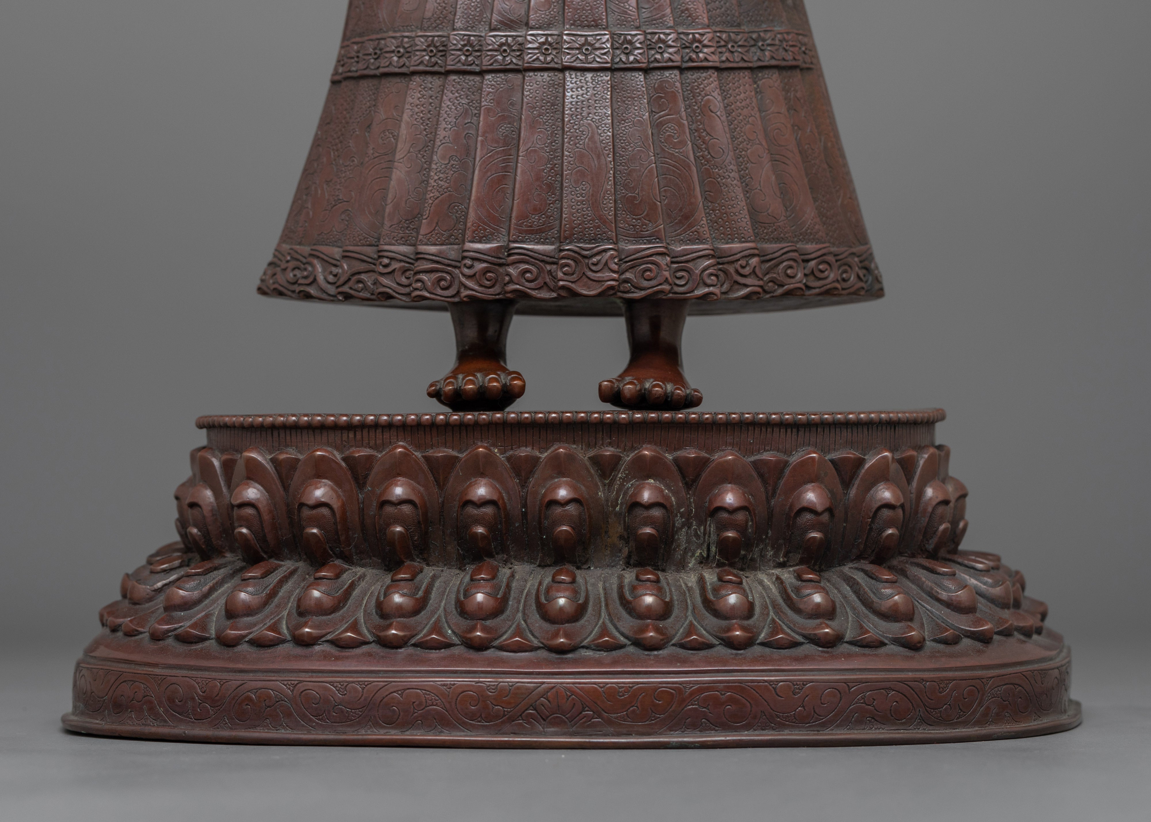 Oxidized Copper Past Buddha Dipankara Buddha Statue | Tibetan Sculpture Art