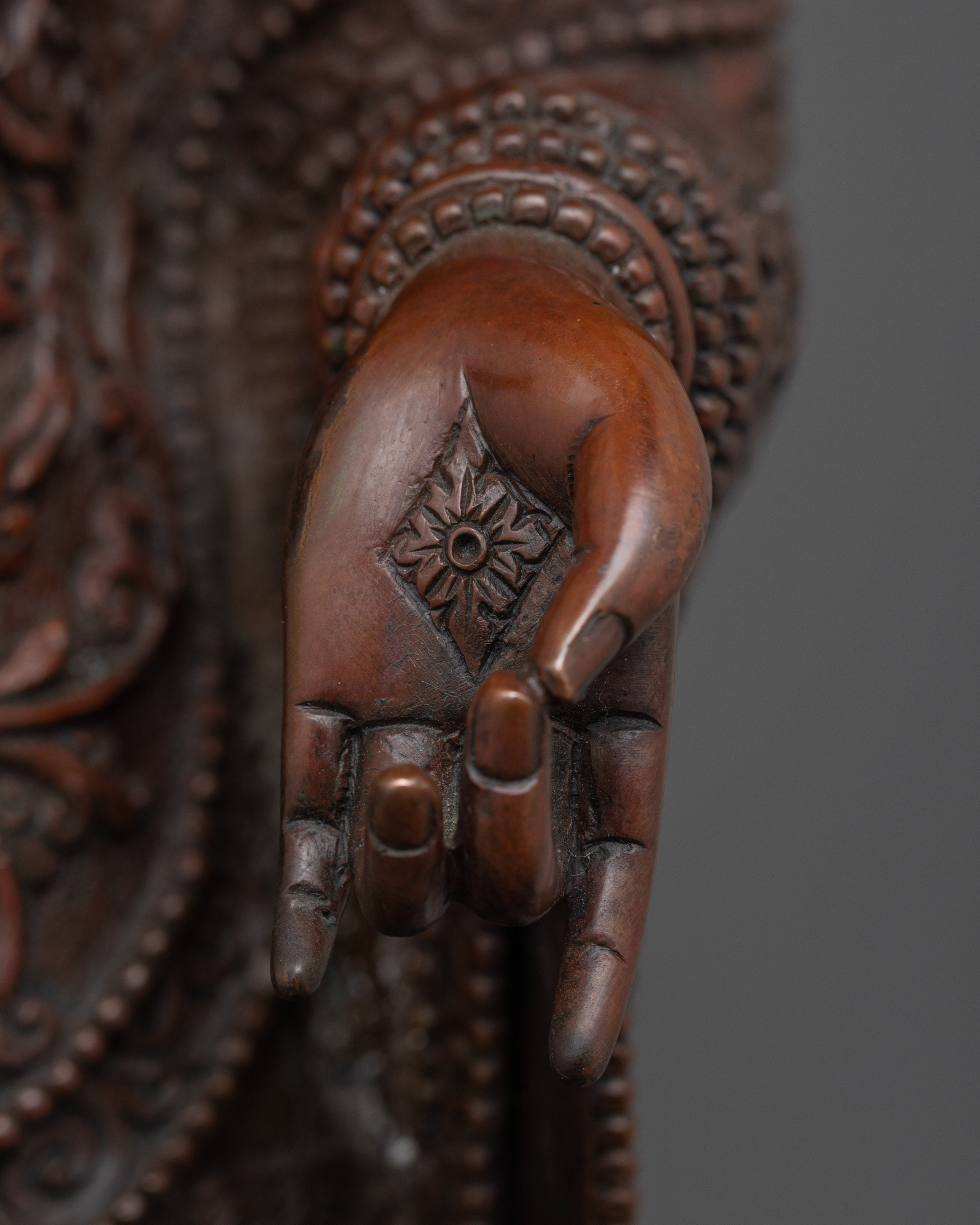 Oxidized Copper Past Buddha Dipankara Buddha Statue | Tibetan Sculpture Art