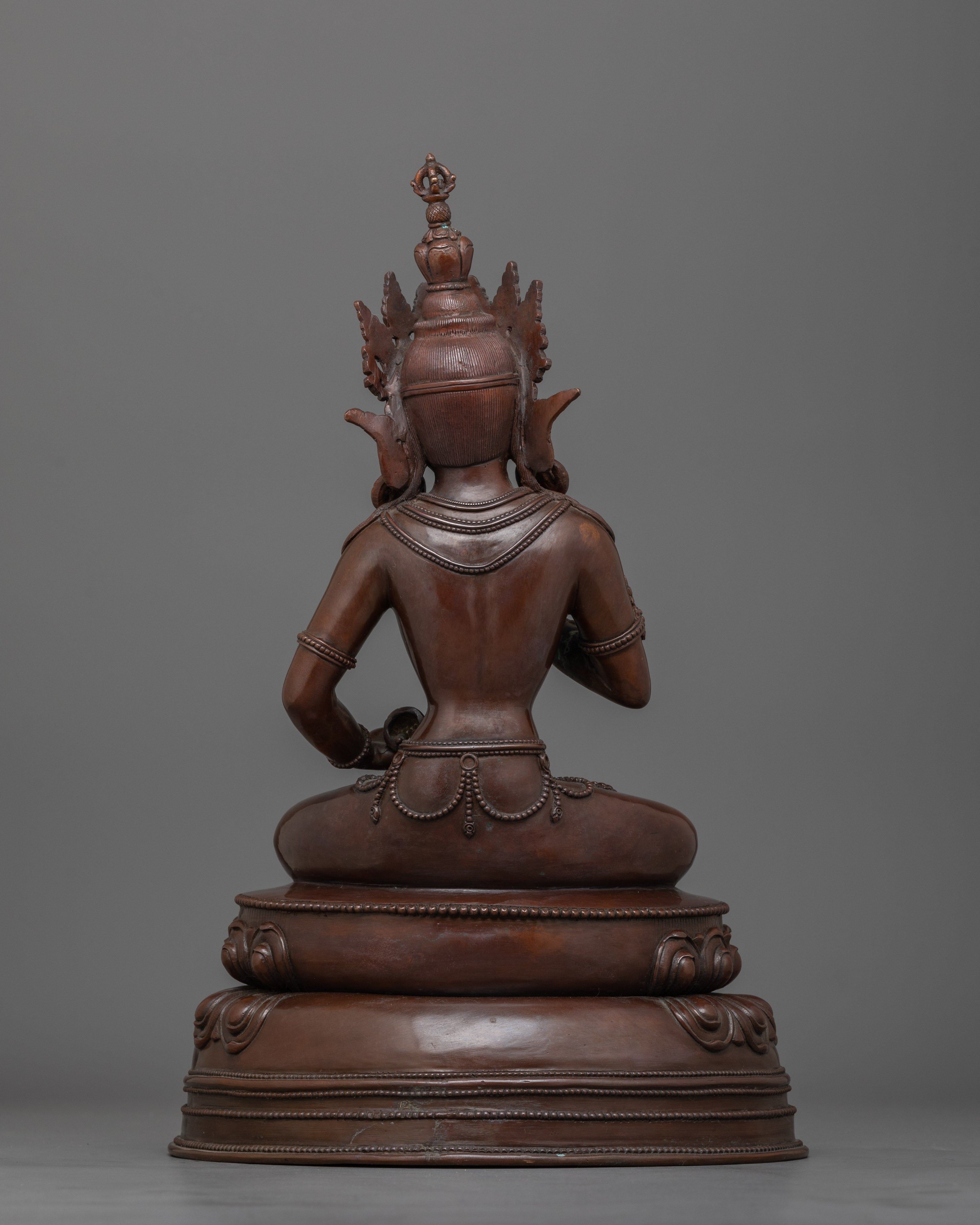 Serene Buddhist Vajrasattva Statue | Tibetan Oxidized Copper Sculpture