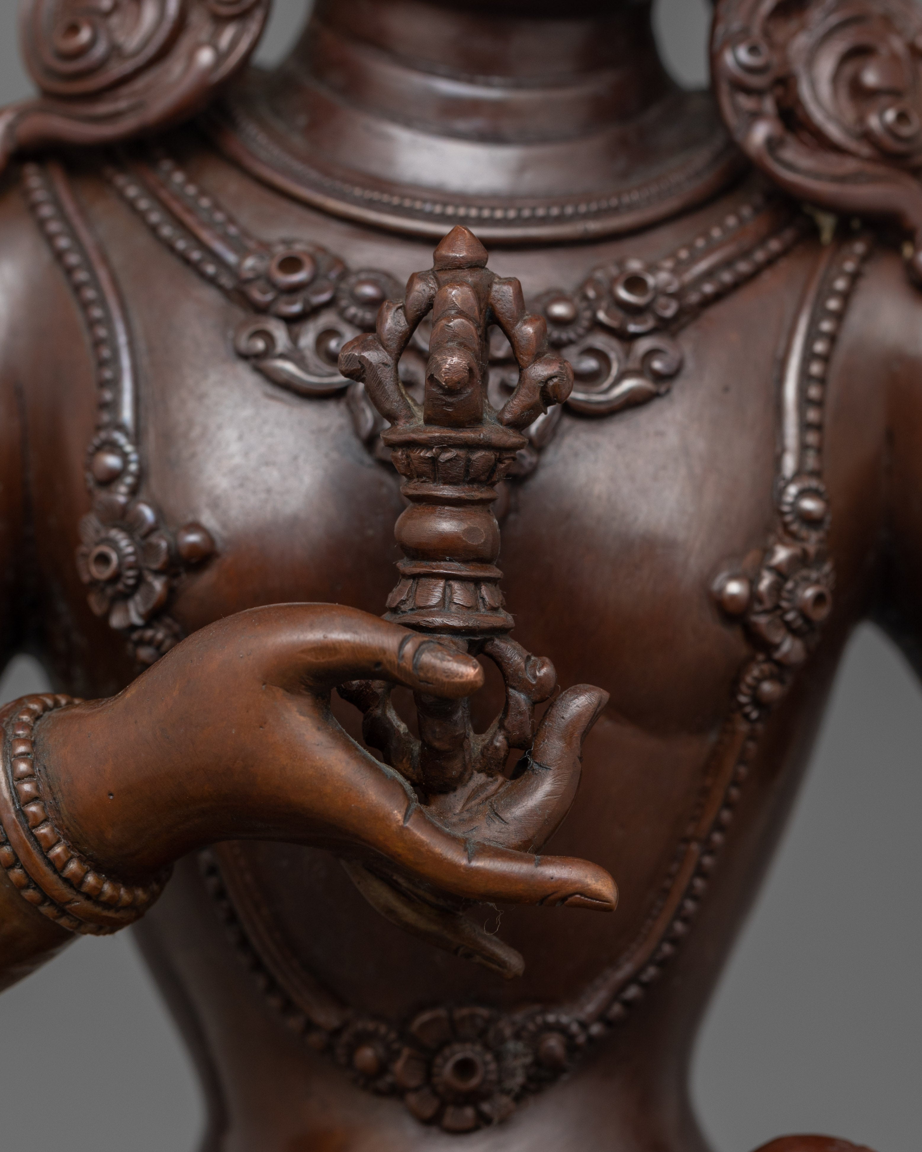 Serene Buddhist Vajrasattva Statue | Tibetan Oxidized Copper Sculpture