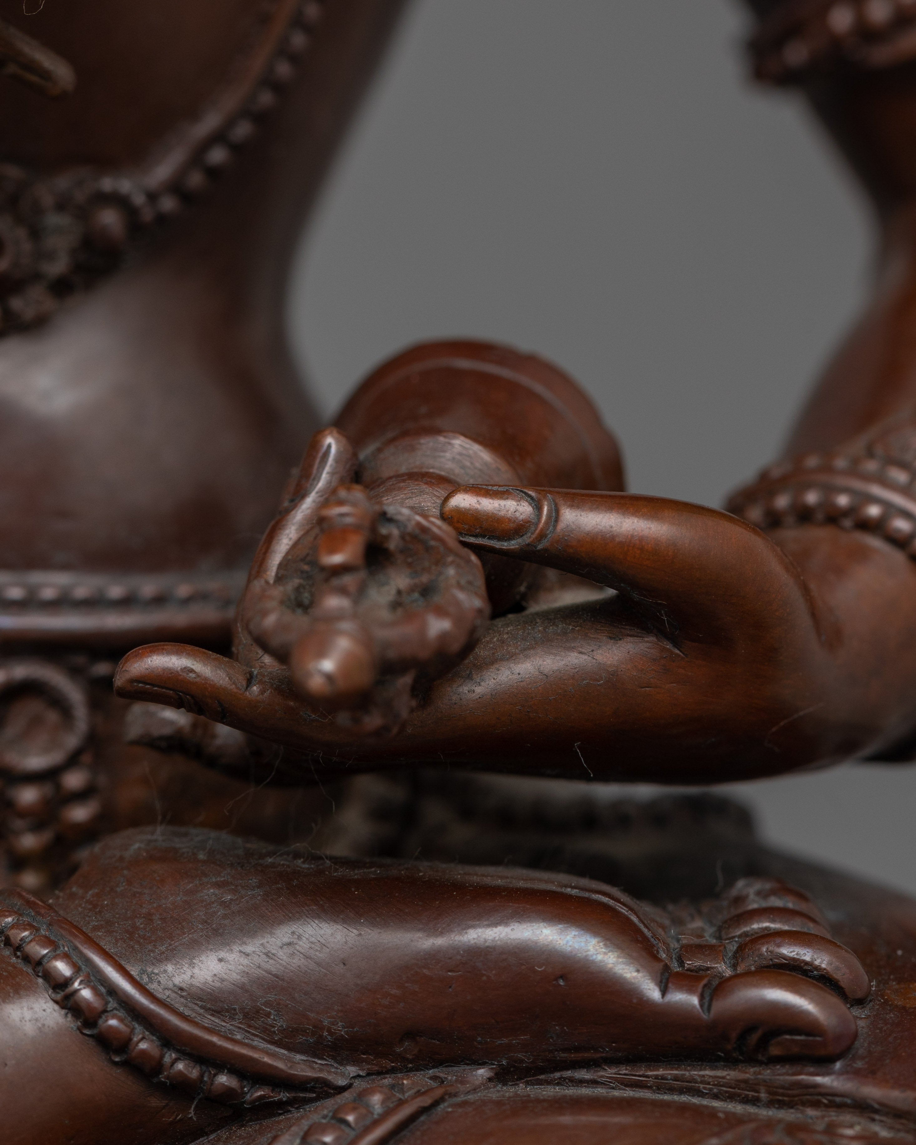 Serene Buddhist Vajrasattva Statue | Tibetan Oxidized Copper Sculpture