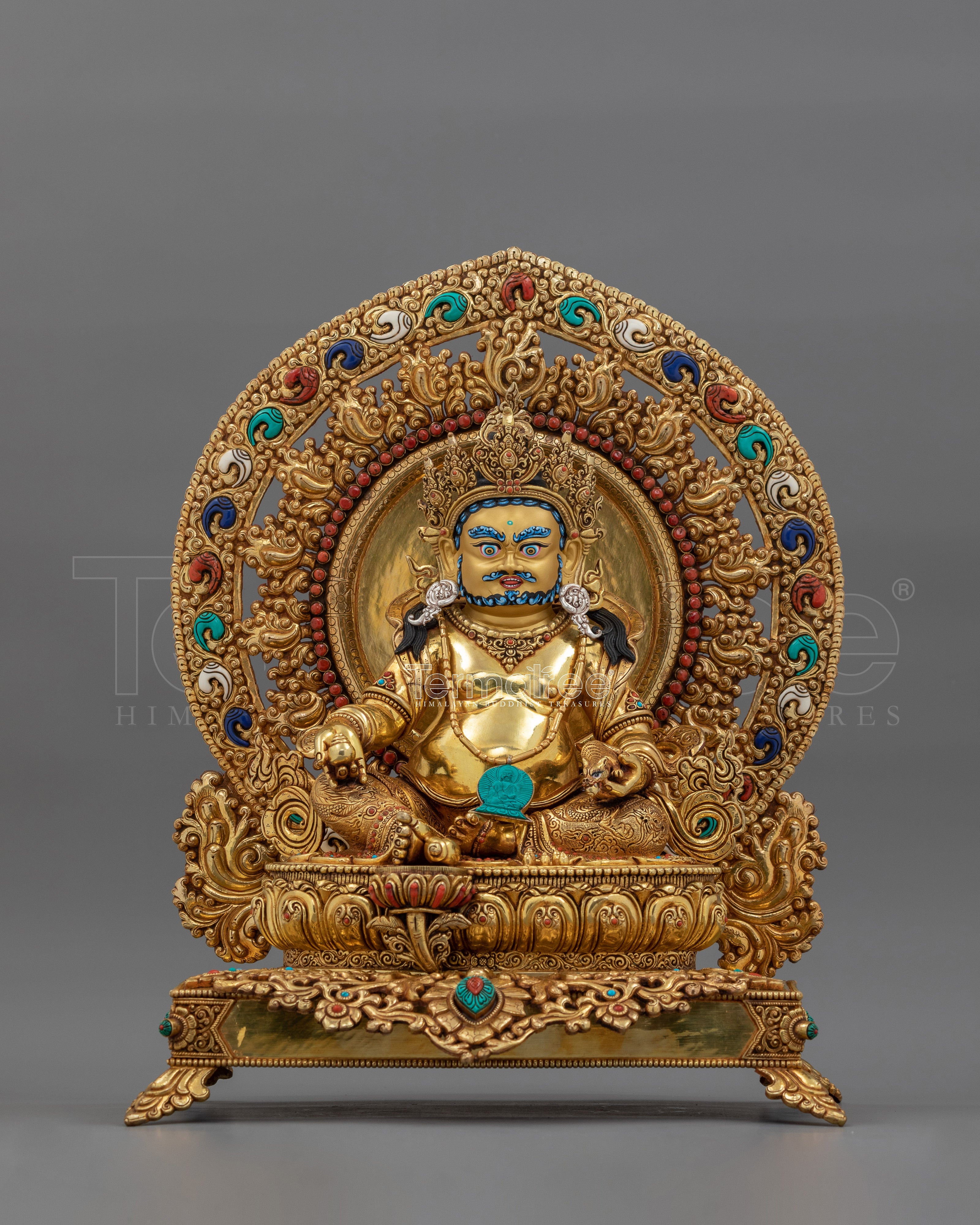 24K Gold Gilded Dzambhala Rituals Figure | The Wealth Deity of Prosperity