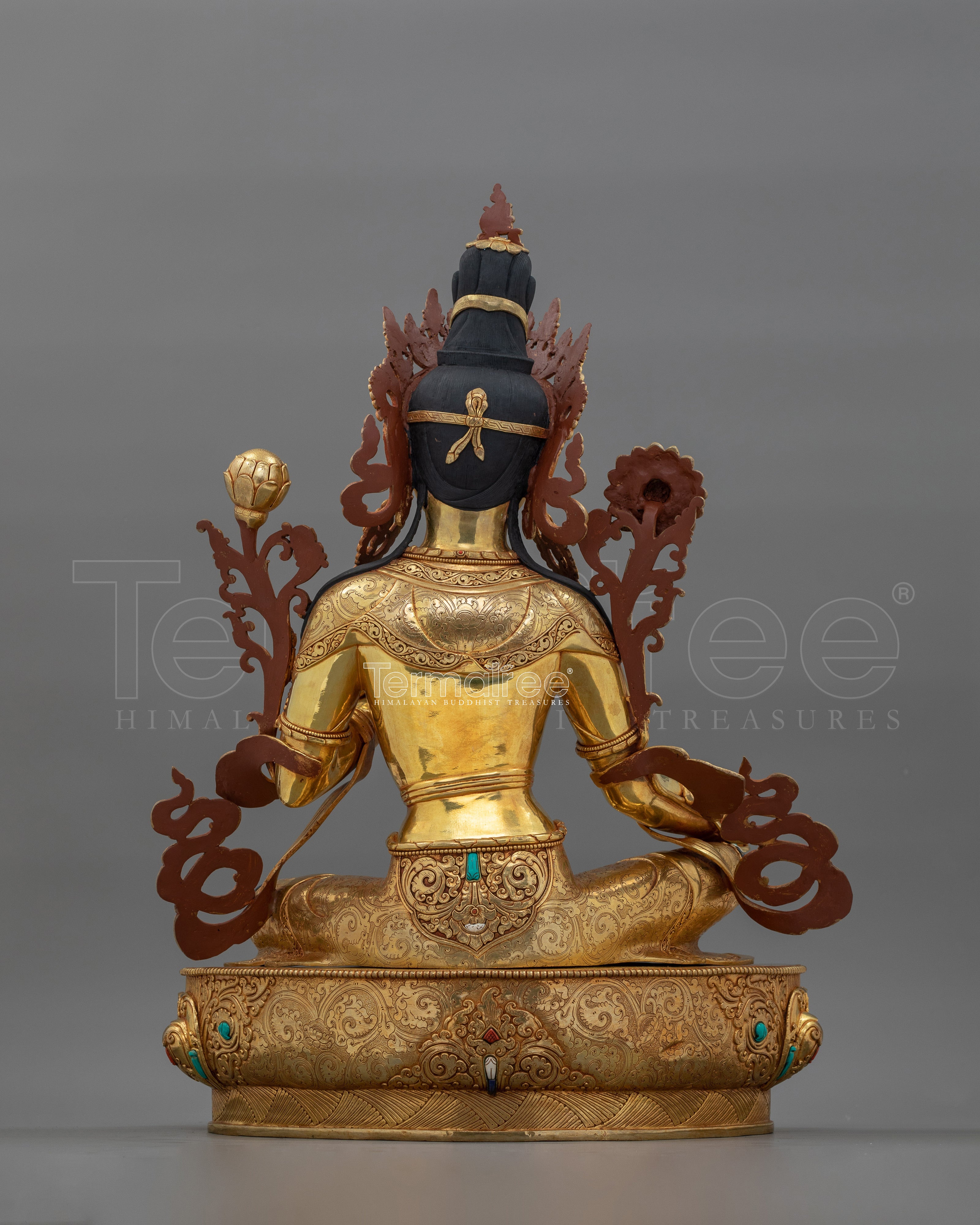 Enlightened Female Buddha Sculpture | 24K Gold Gilded Statue
