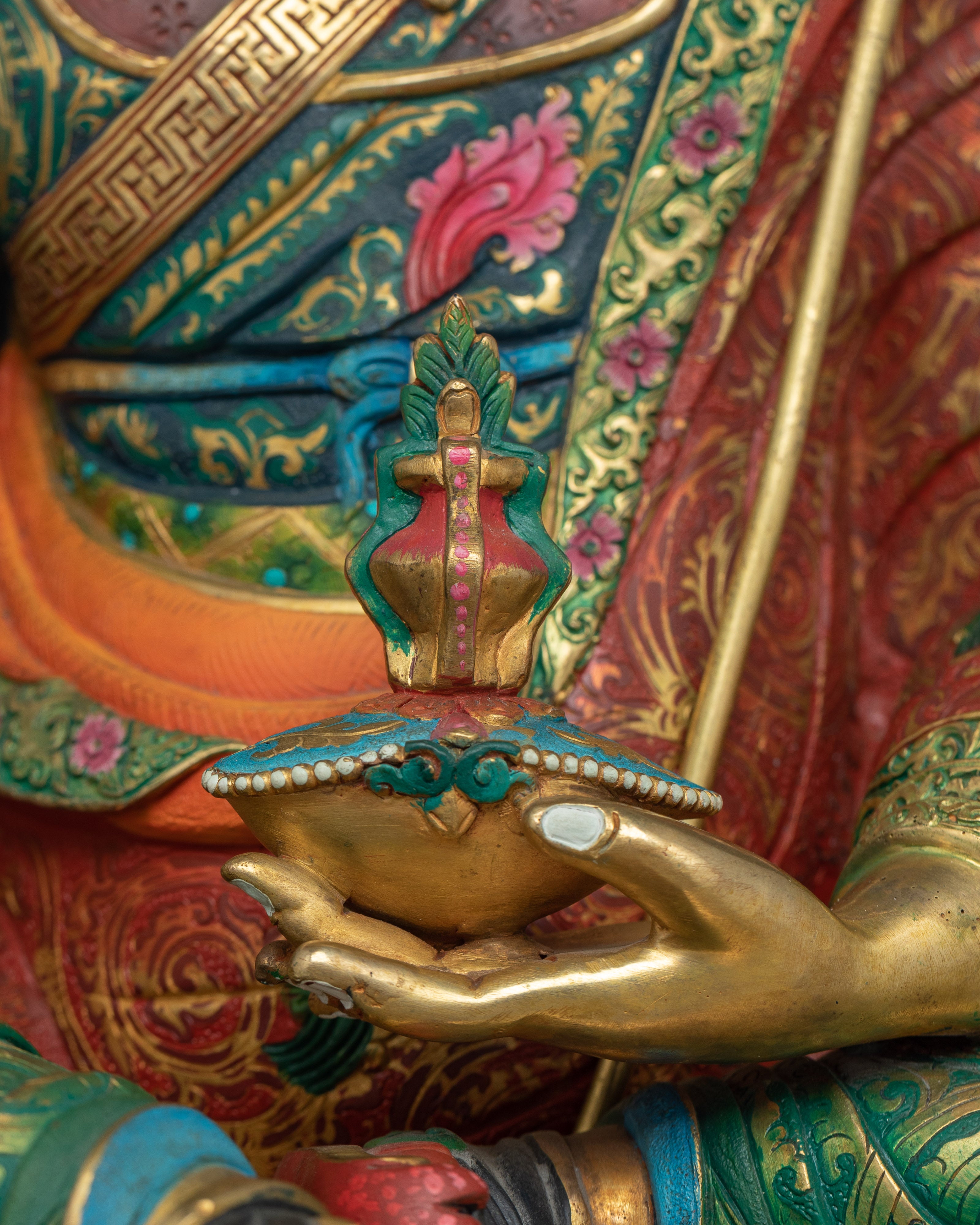 Precious Guru Padmasambhava Tantric Master Figure | 24K Gold Gilded Statue