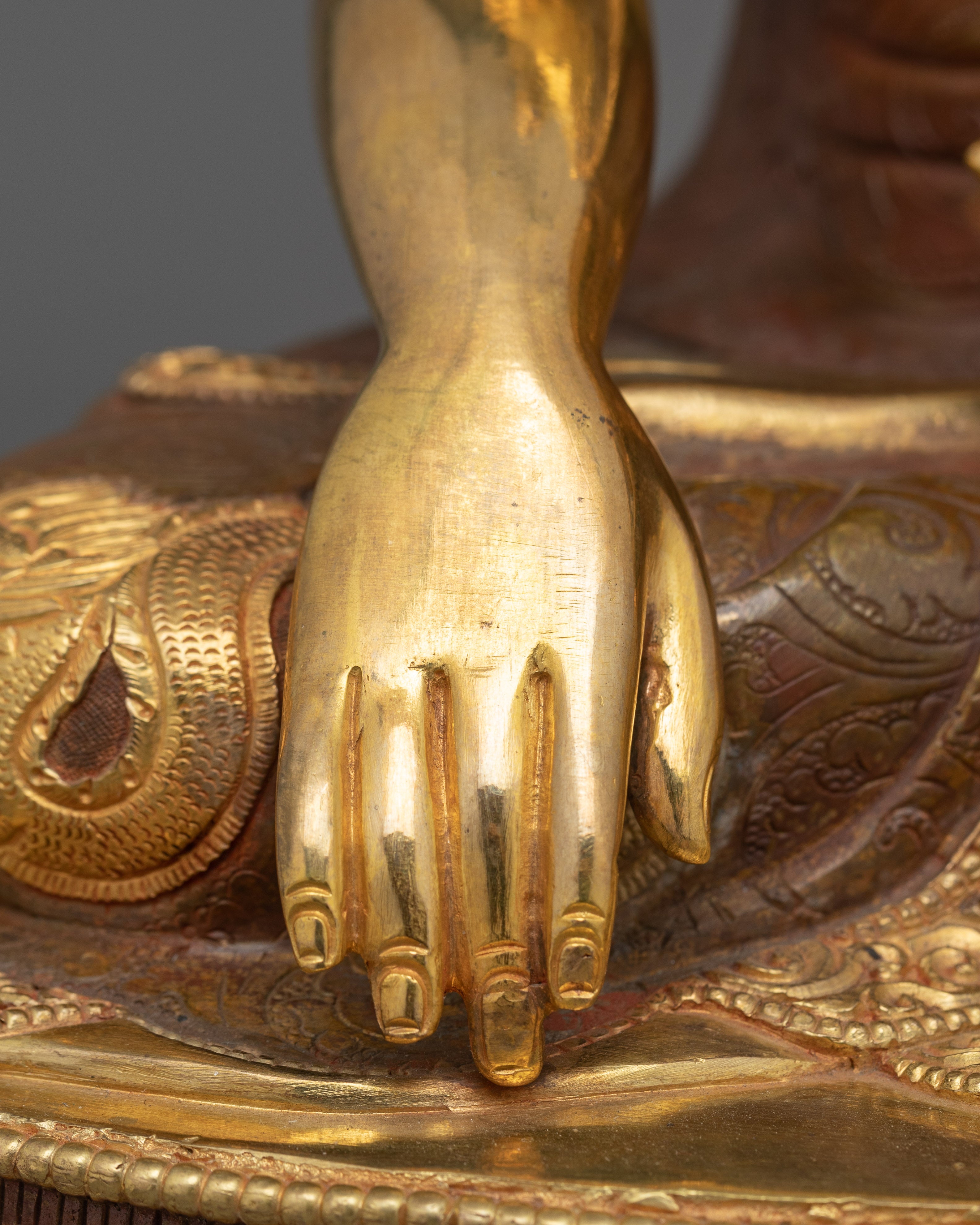 24K Gold Gilded Founder of Buddhism Shakyamuni Buddha Statue | Dharma Teacher