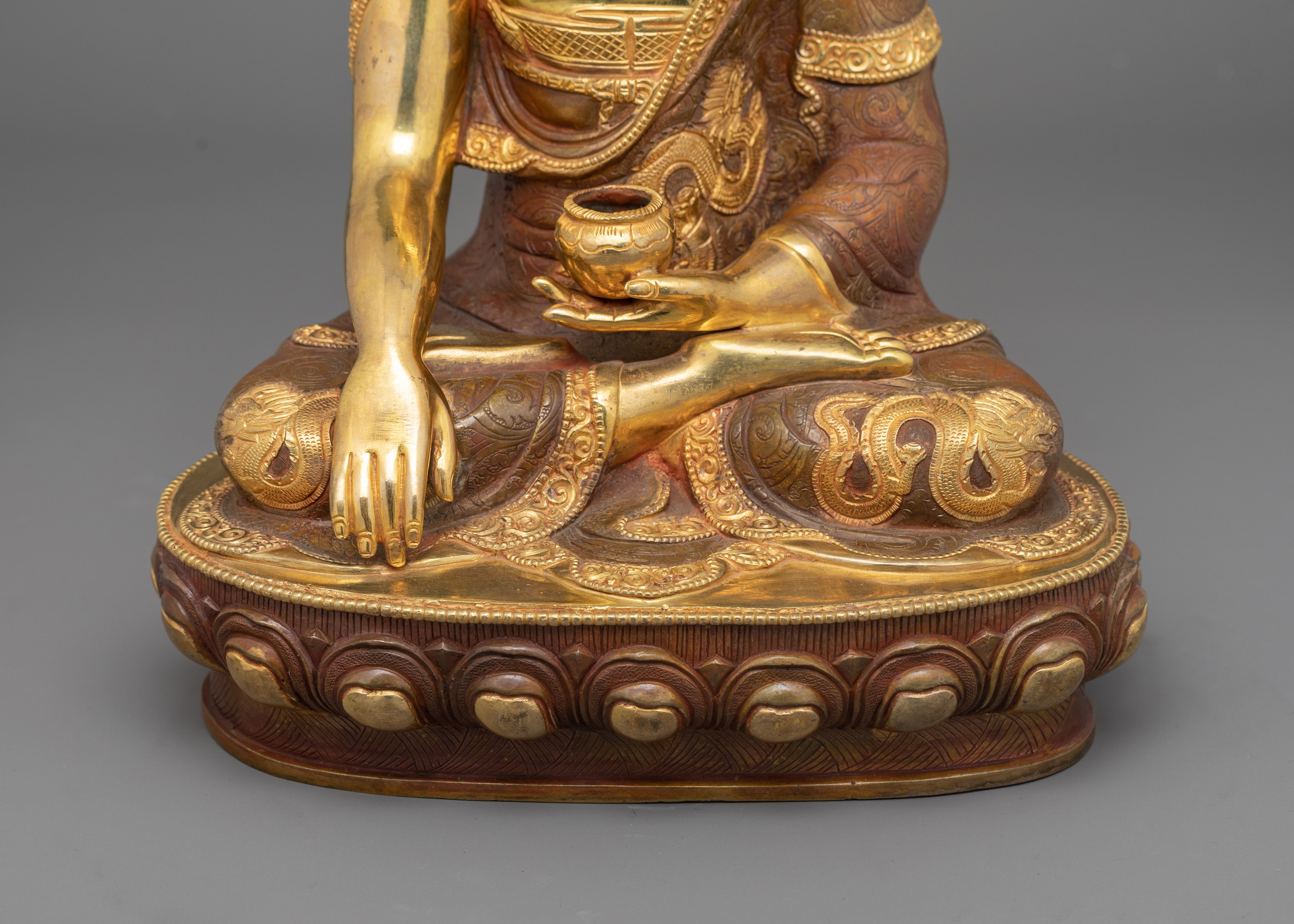 24K Gold Gilded Founder of Buddhism Shakyamuni Buddha Statue | Dharma Teacher