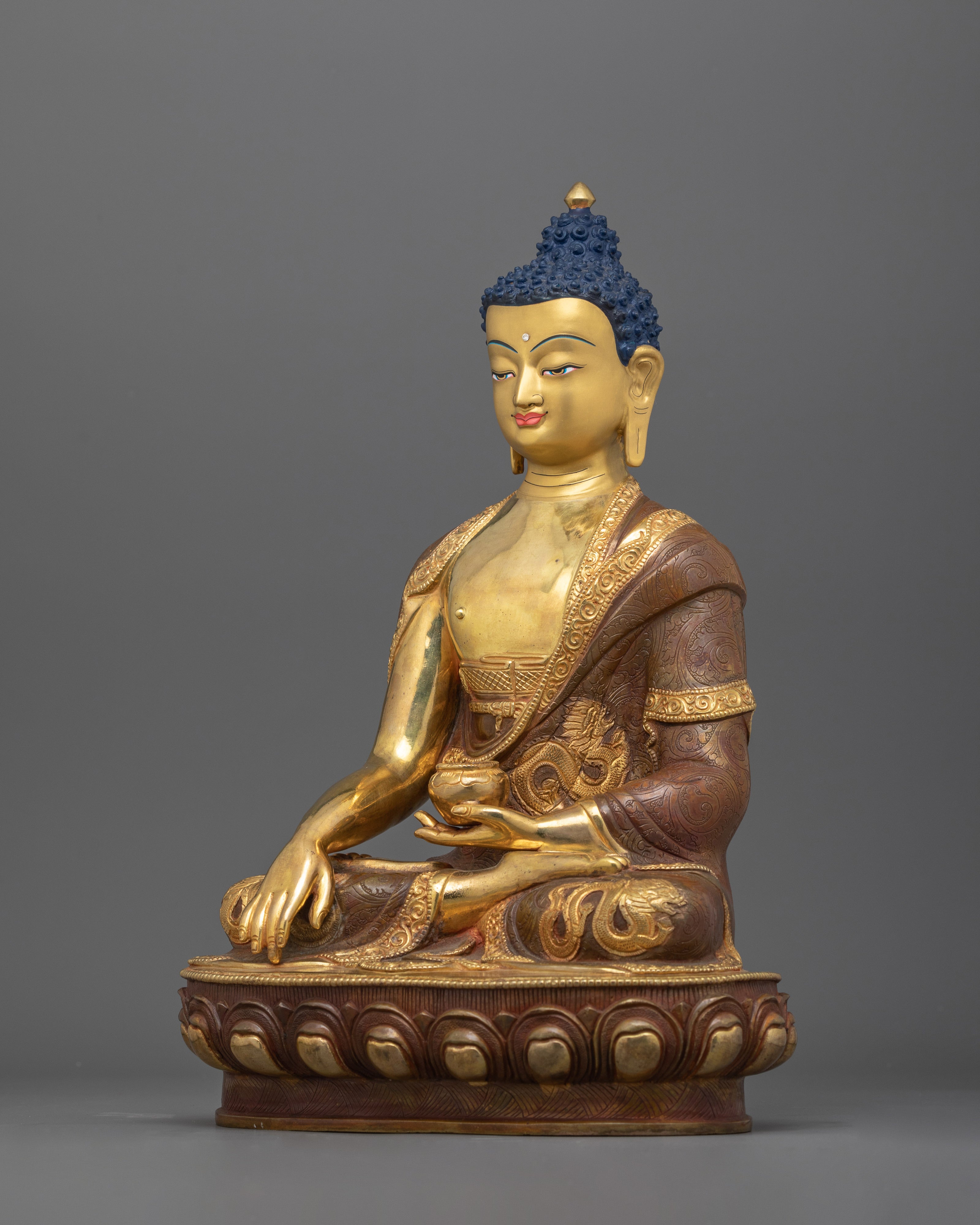 24K Gold Gilded Founder of Buddhism Shakyamuni Buddha Statue | Dharma Teacher