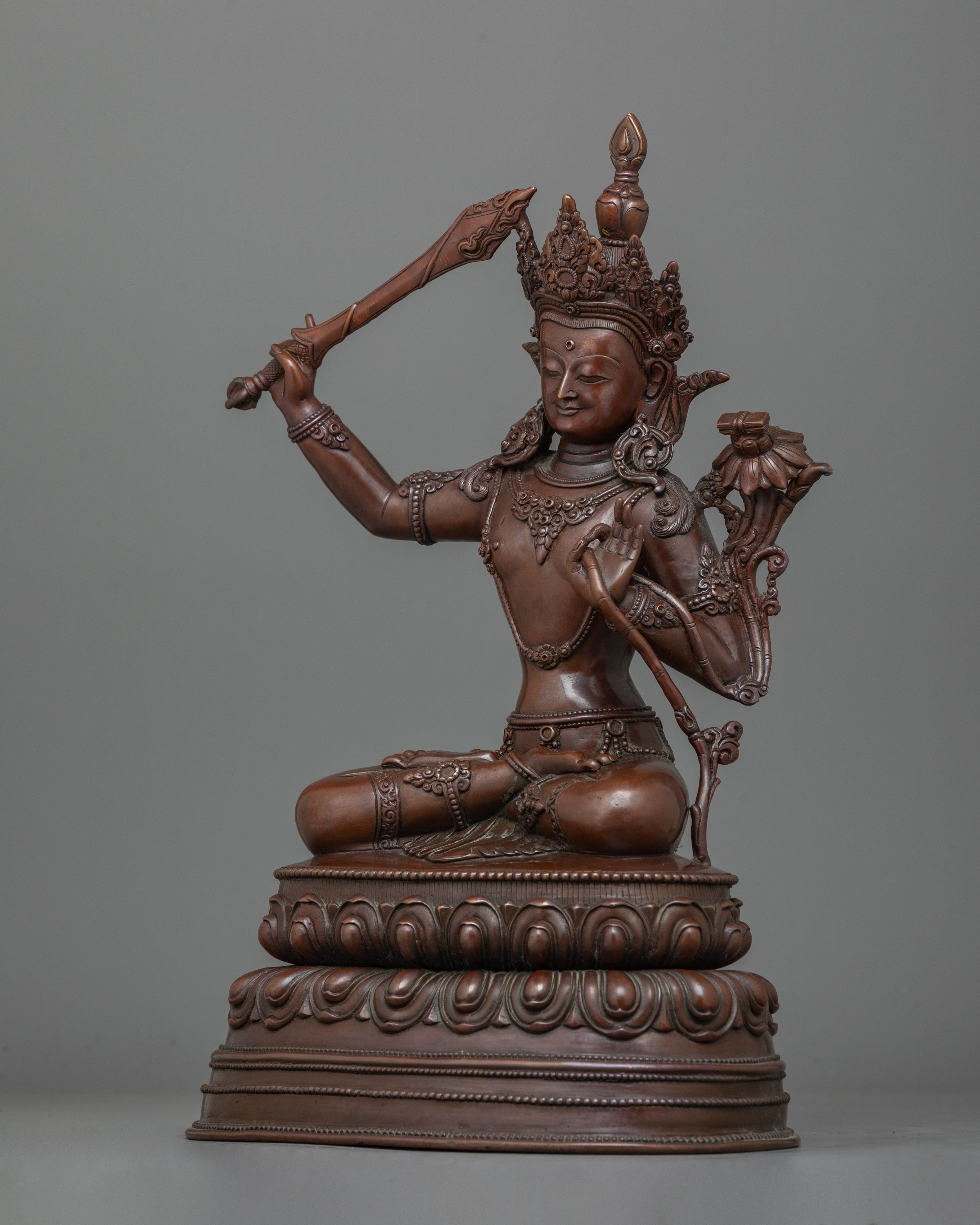 Handmade Buddhist Wisdom Figurine Manjushri | Spiritual Guidance to Knowledge