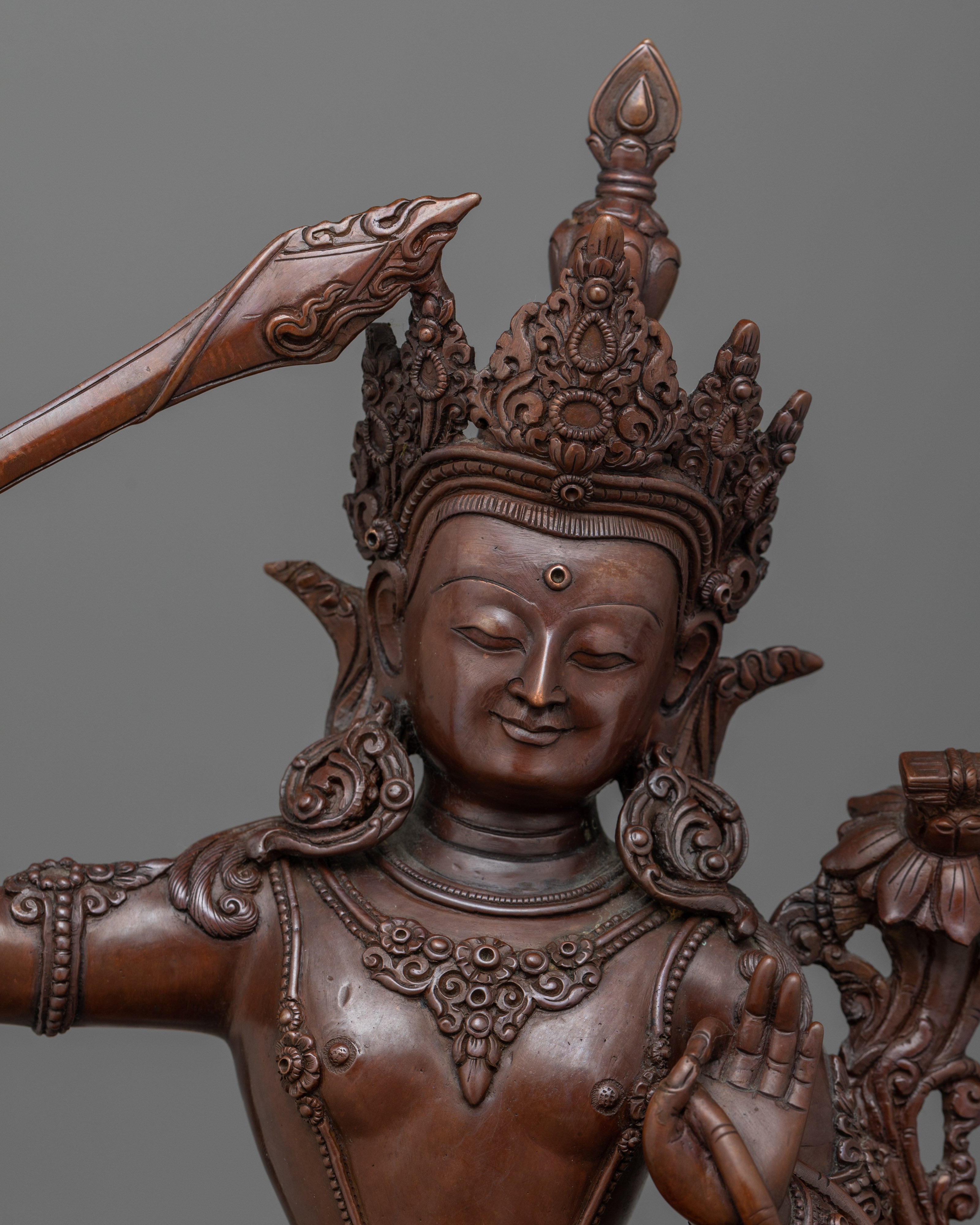 Handmade Buddhist Wisdom Figurine Manjushri | Spiritual Guidance to Knowledge