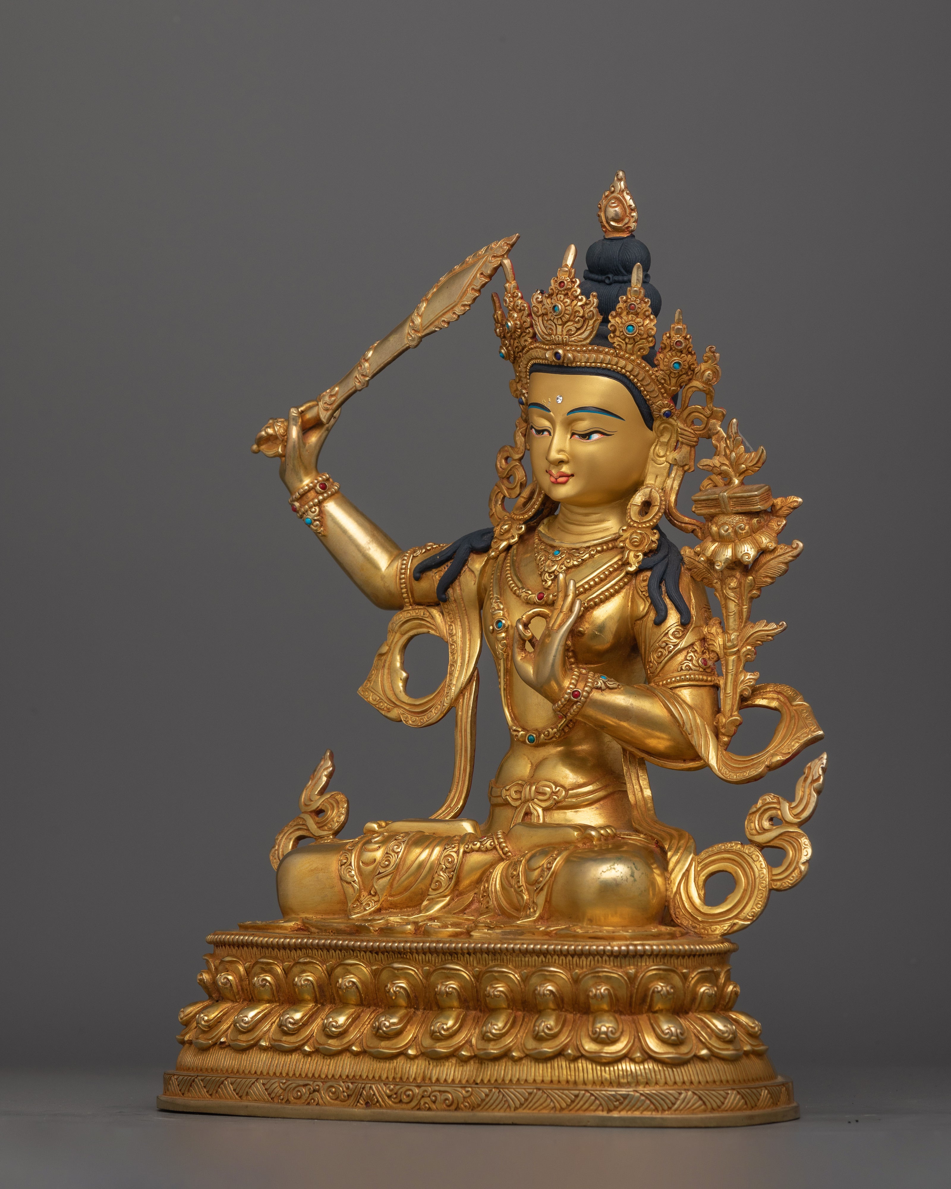 Dharma Bodhisattva Majnushri Statue | Tibetan Wisdom Deity