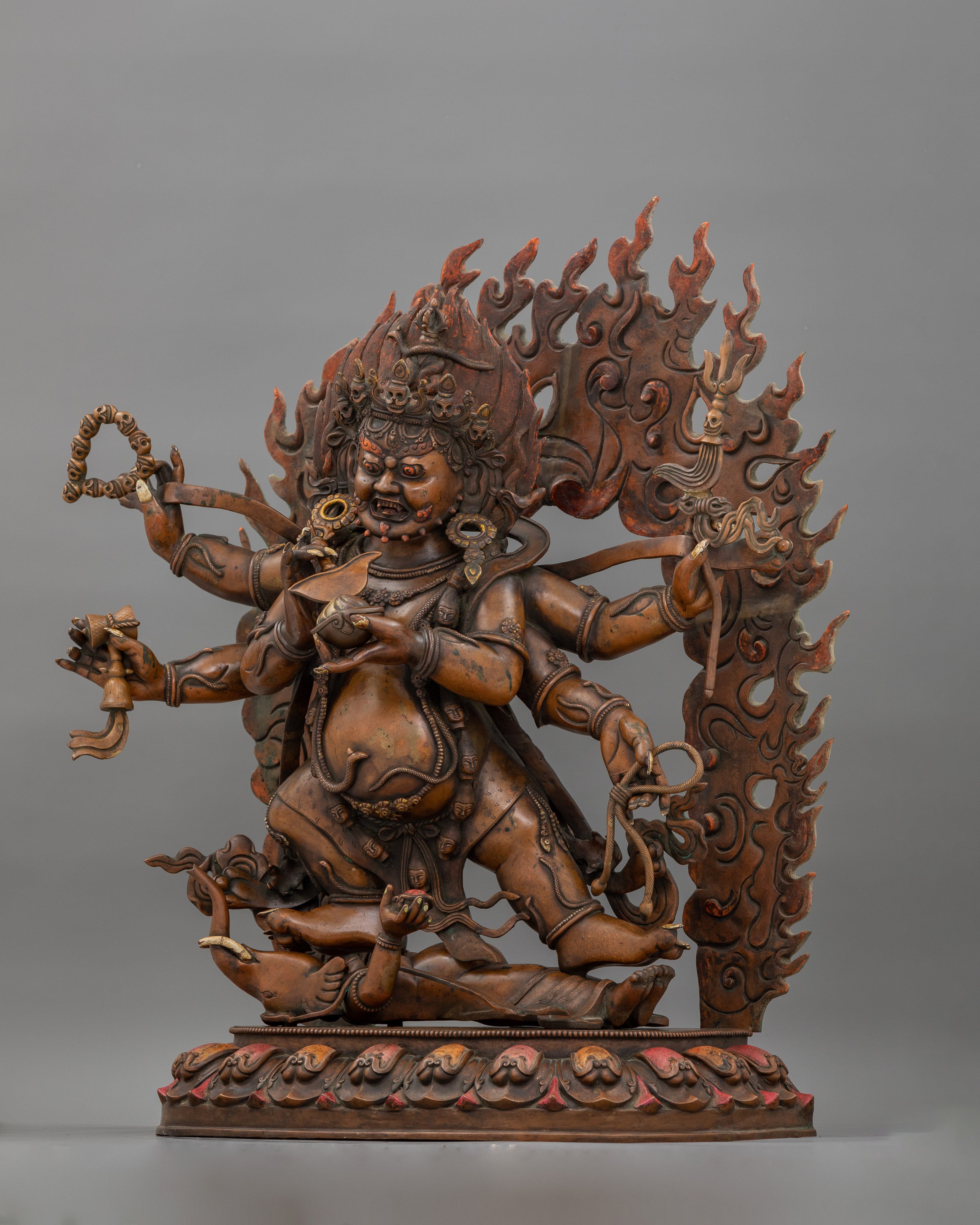 Powerful Protector of Dharma Six Armed Mahakala | Buddhist Guardian of Dharma Statue