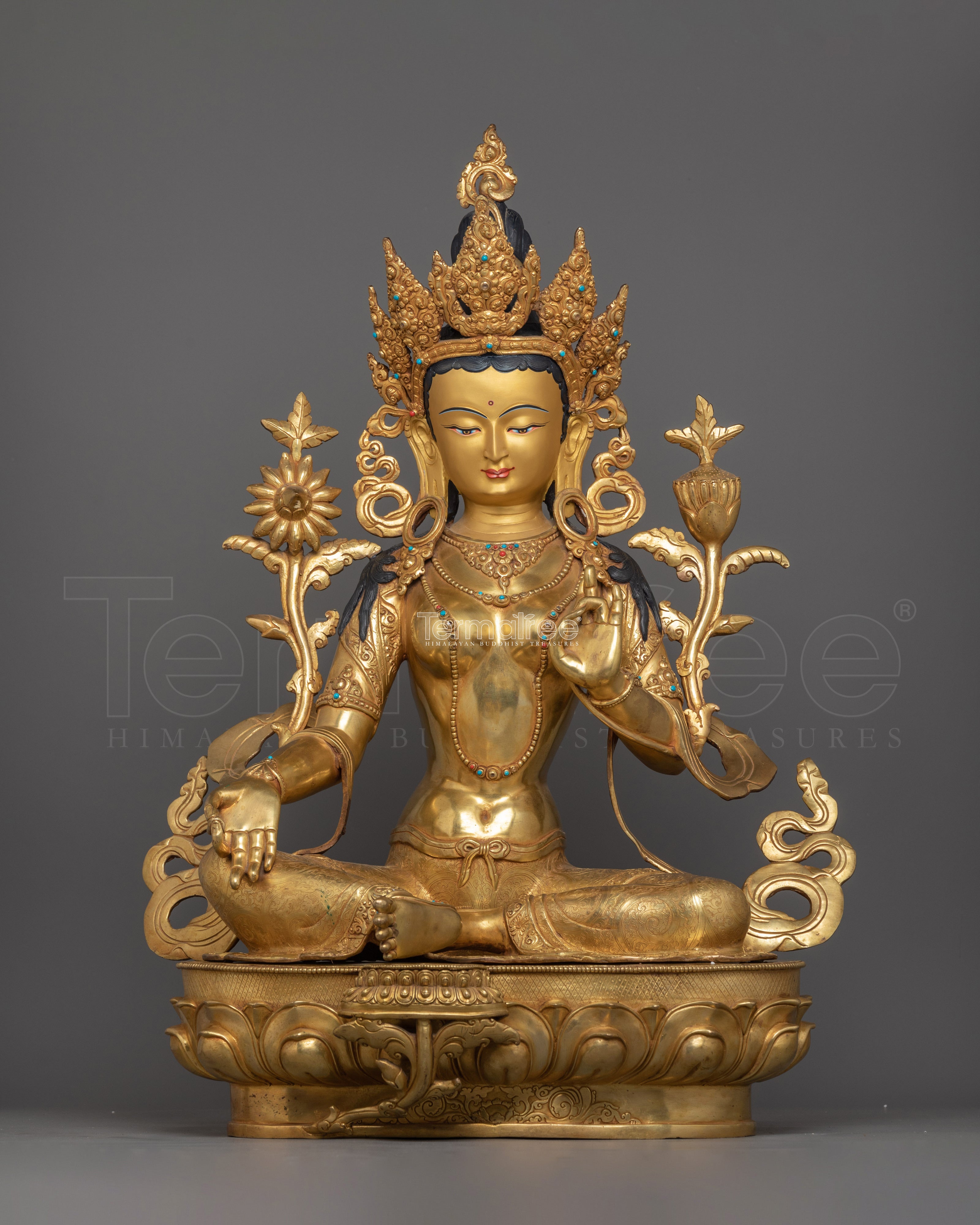 Sacred Feminine Goddess Green Tara Statue | Buddhist Altar Spiritual Home Decor