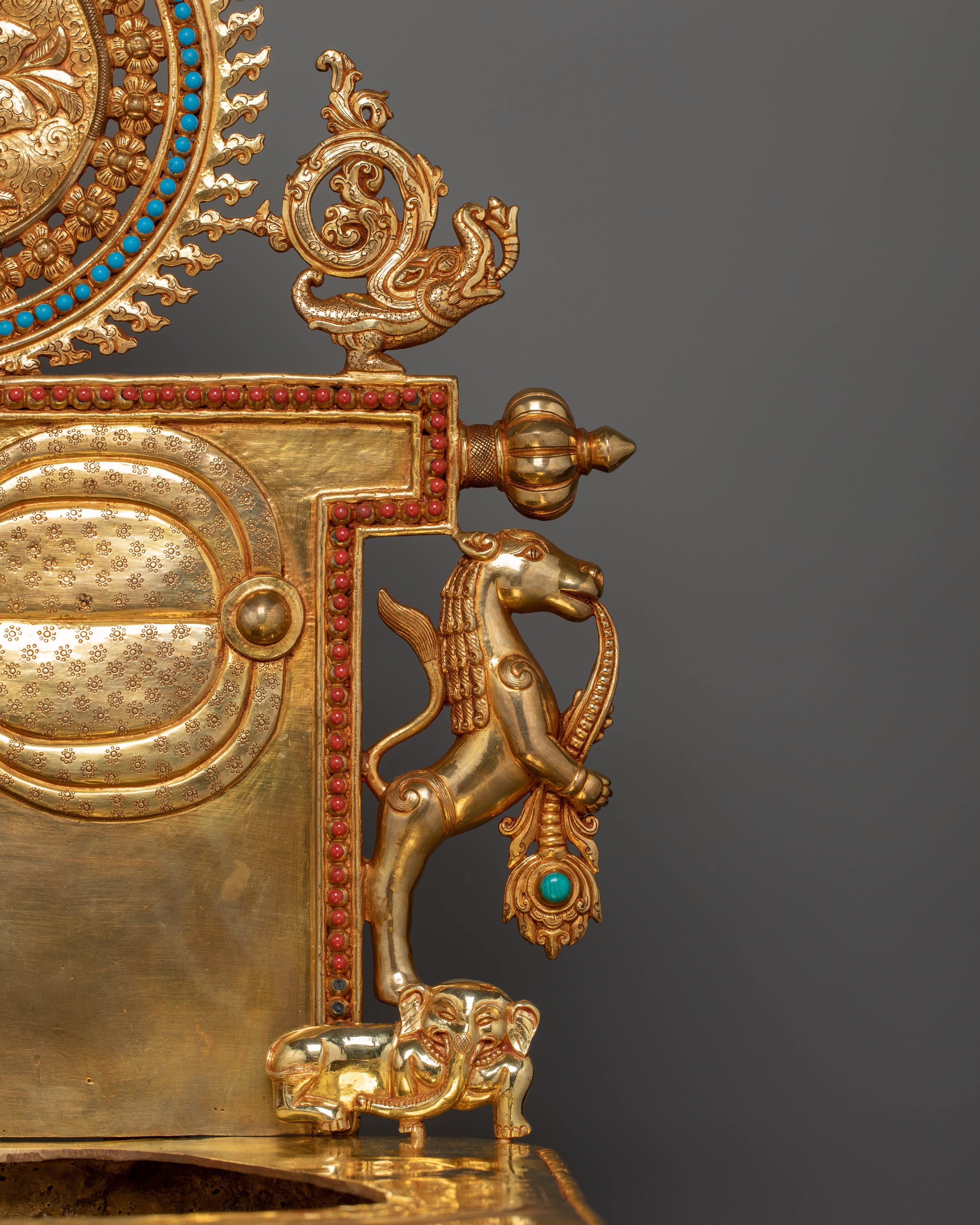 Flawlessly Carved Shakyamuni Buddha with throne Statue | Enlightened Dharma Buddha