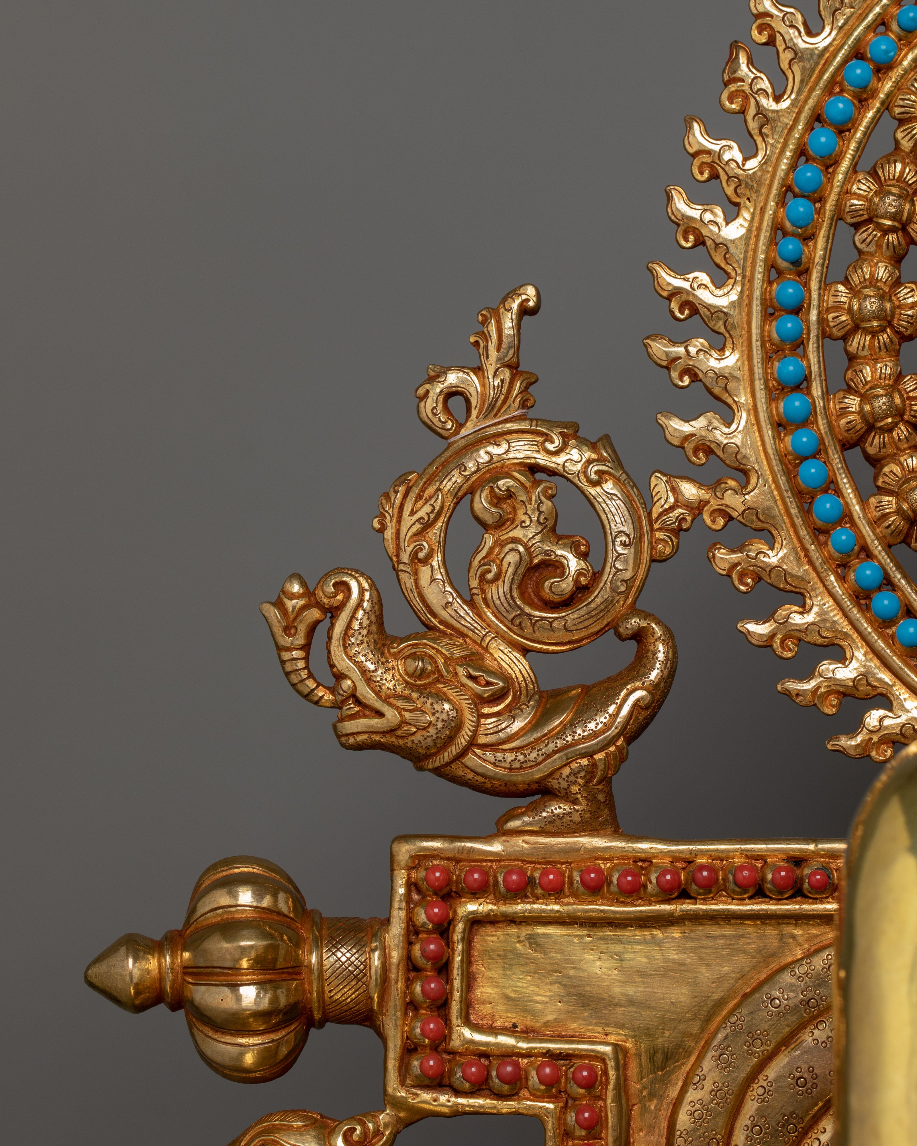 Flawlessly Carved Shakyamuni Buddha with throne Statue | Enlightened Dharma Buddha